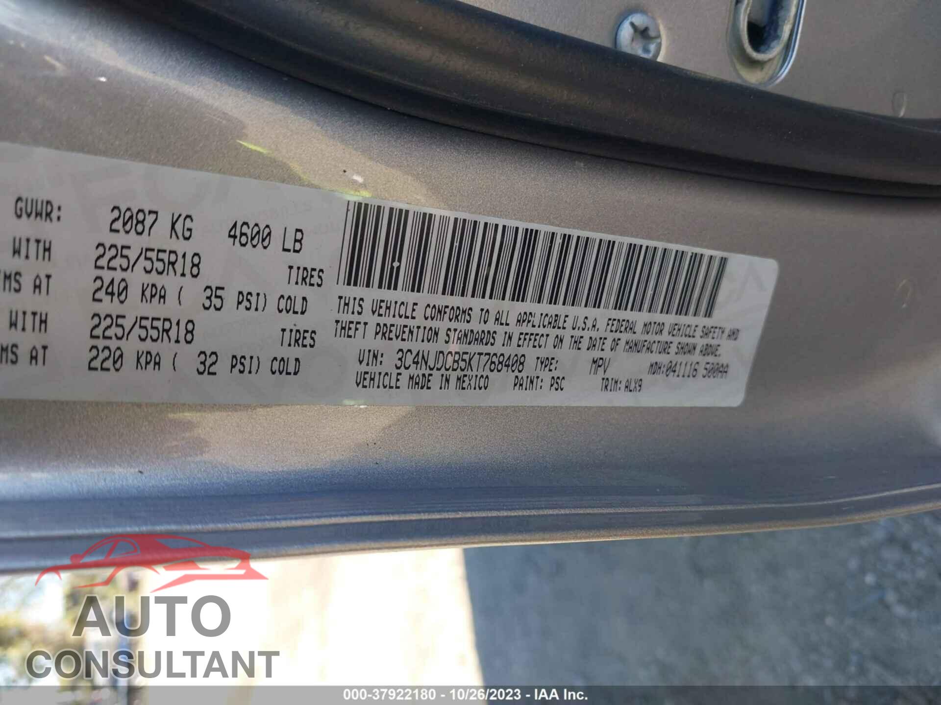 JEEP COMPASS 2019 - 3C4NJDCB5KT768408