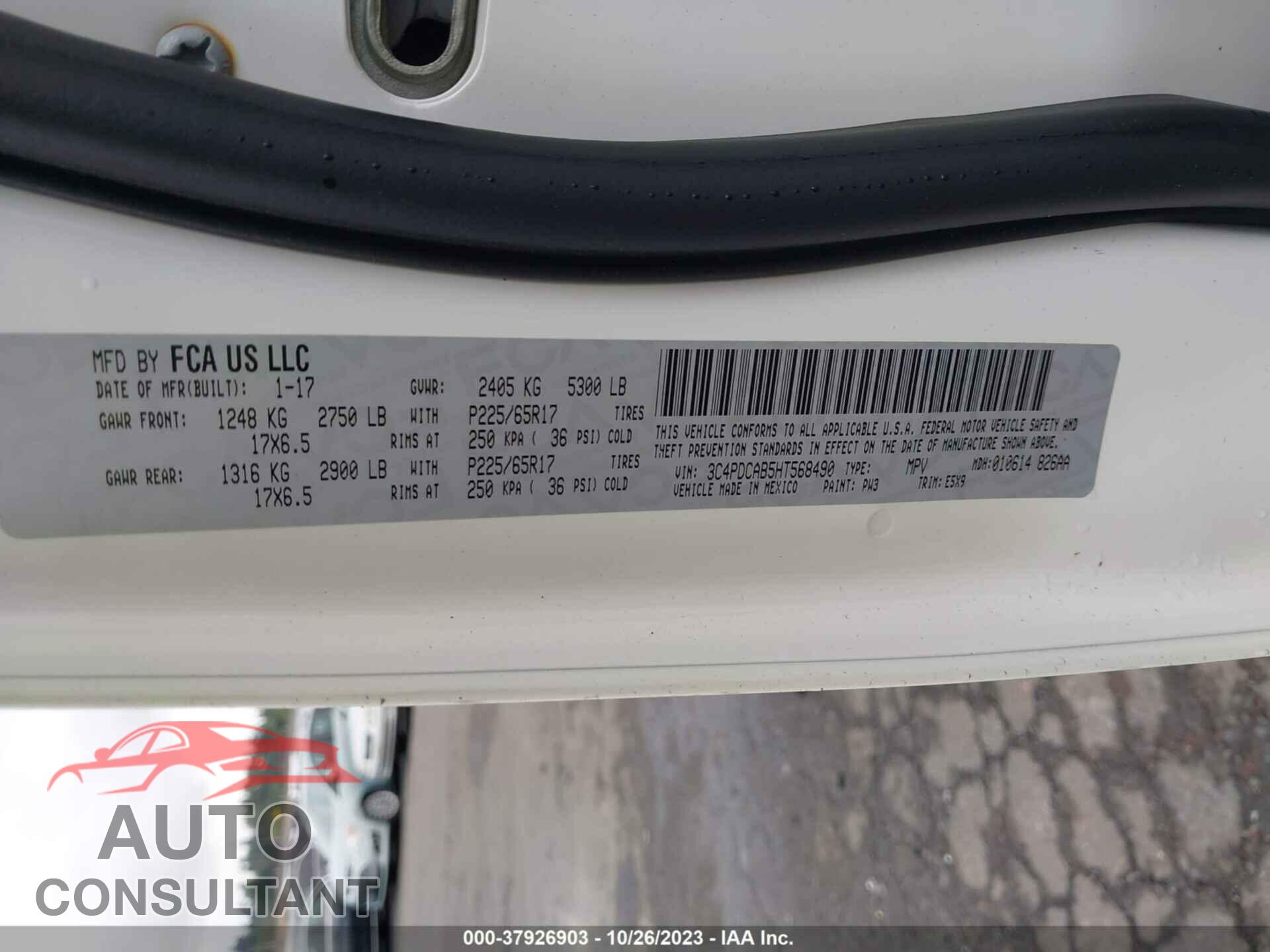 DODGE JOURNEY 2017 - 3C4PDCAB5HT568490