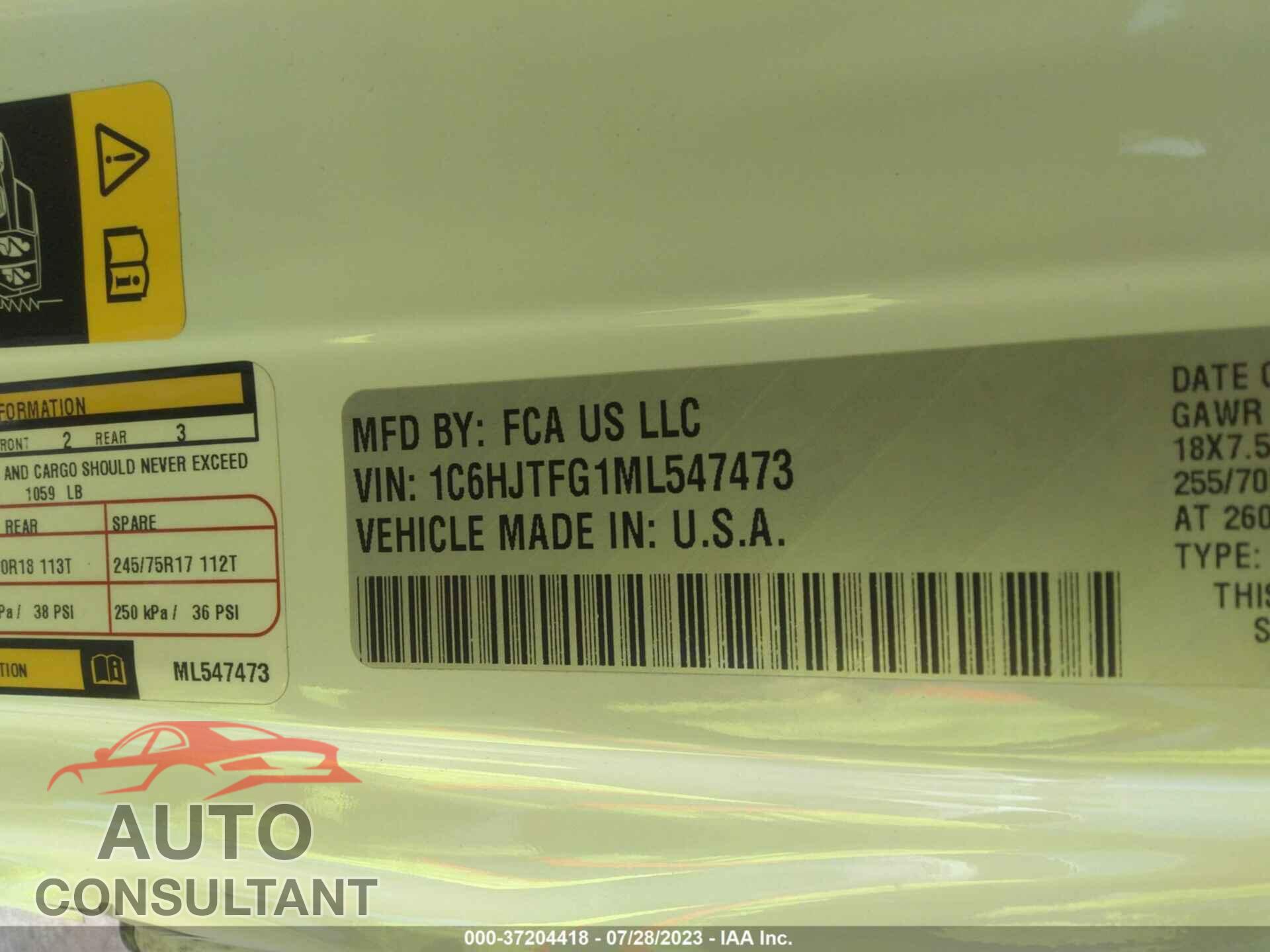 JEEP GLADIATOR 2021 - 1C6HJTFG1ML547473