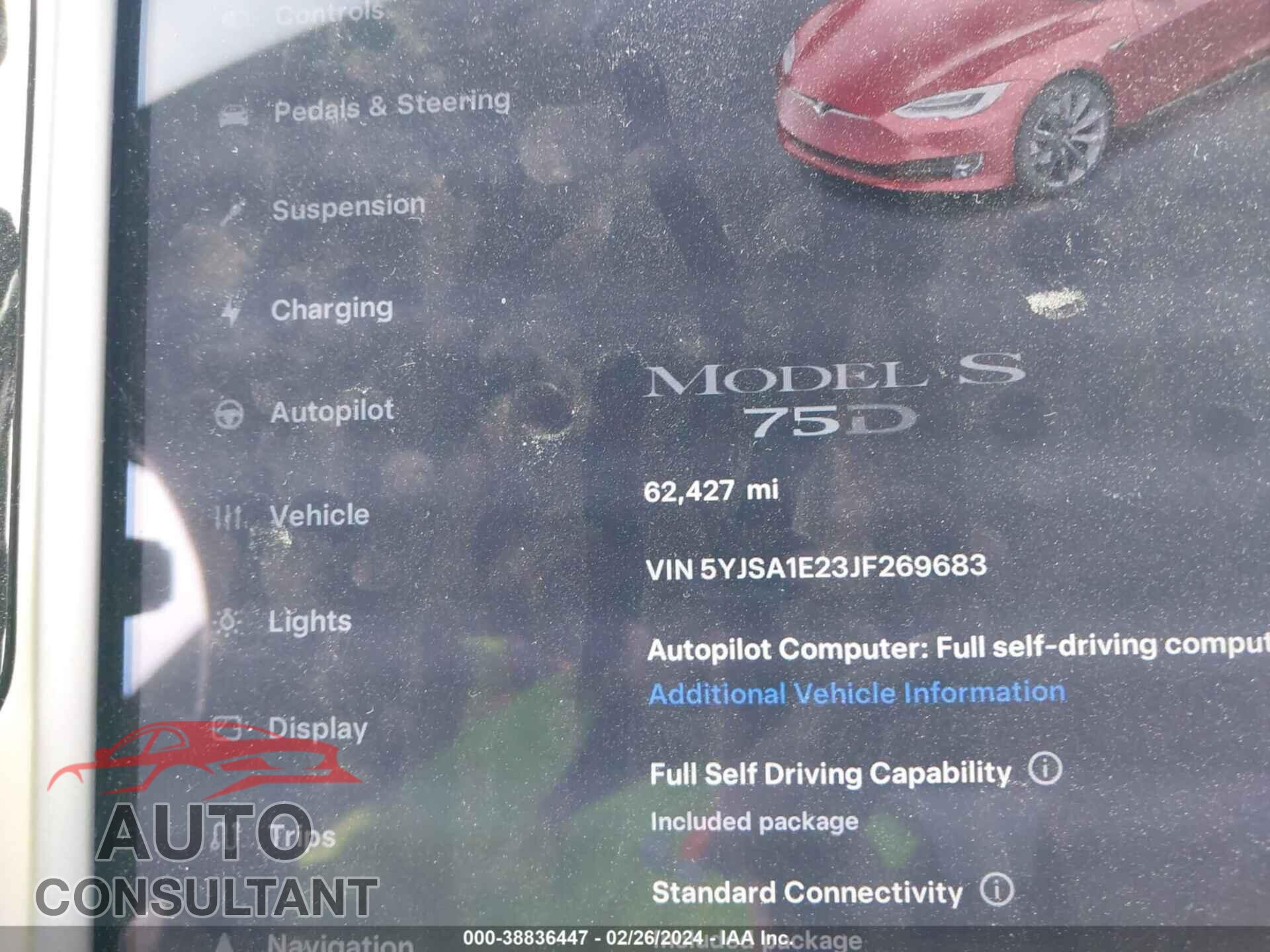 TESLA MODEL S 2018 - 5YJSA1E23JF269683
