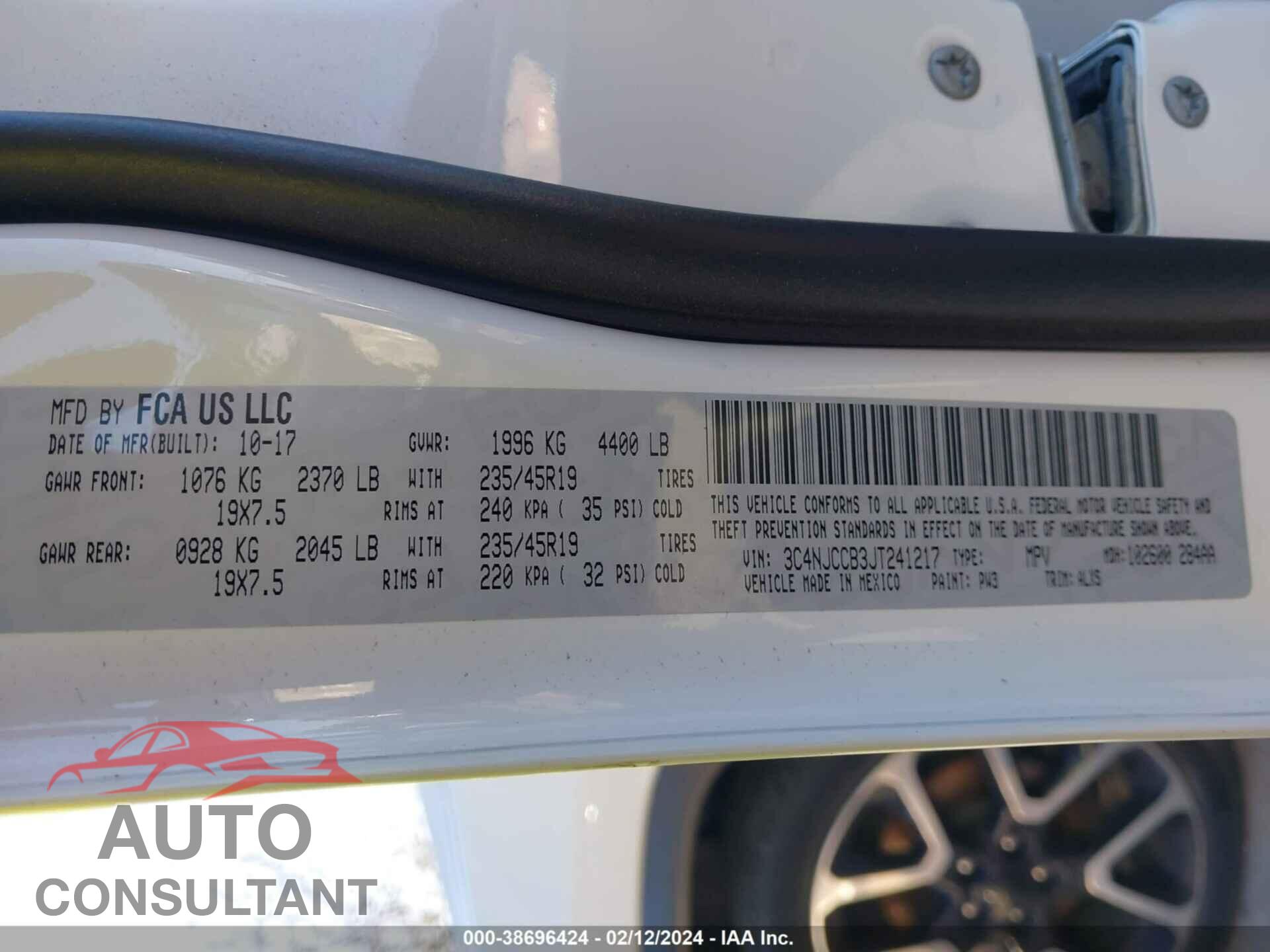JEEP COMPASS 2018 - 3C4NJCCB3JT241217