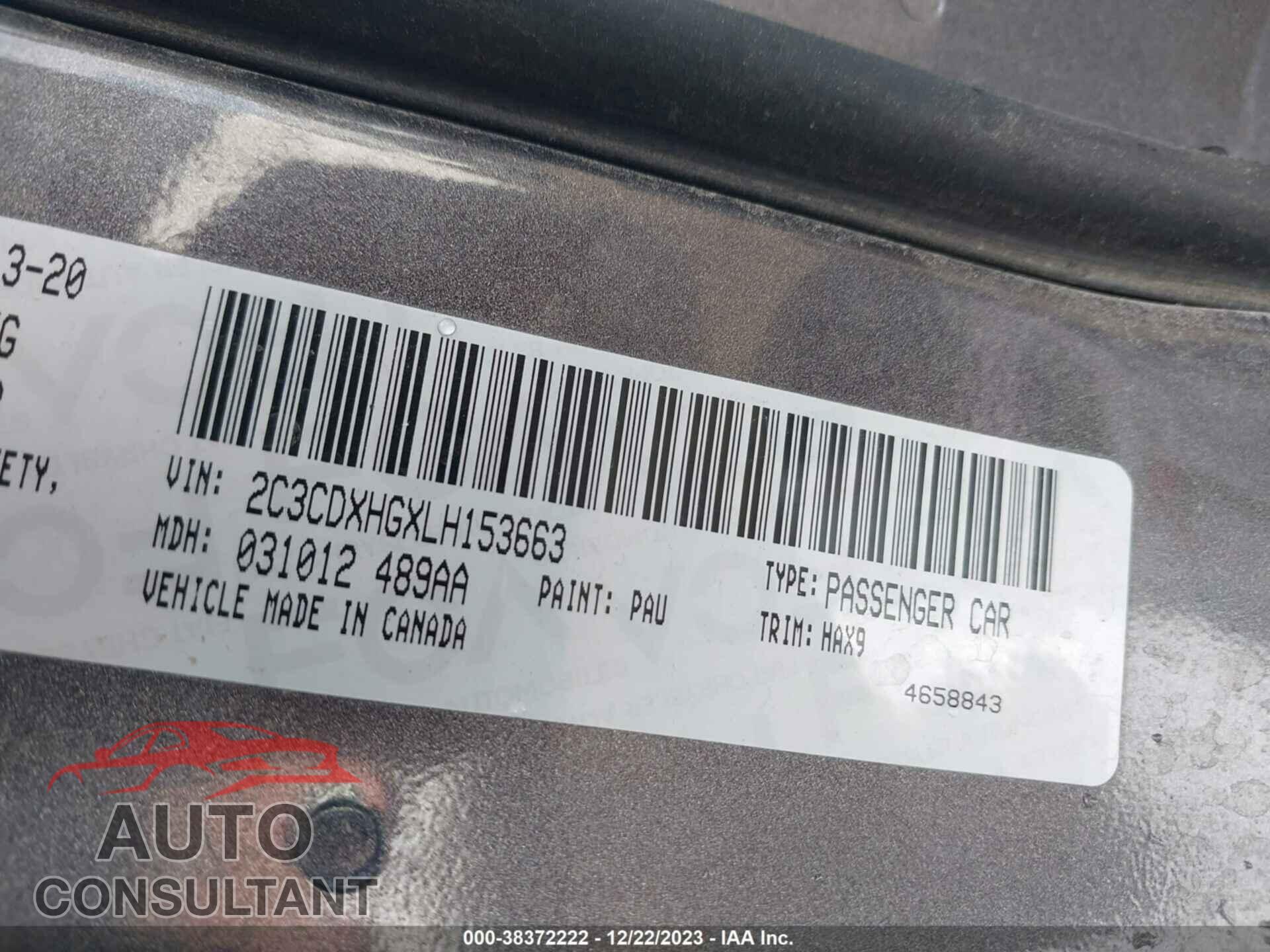 DODGE CHARGER 2020 - 2C3CDXHGXLH153663