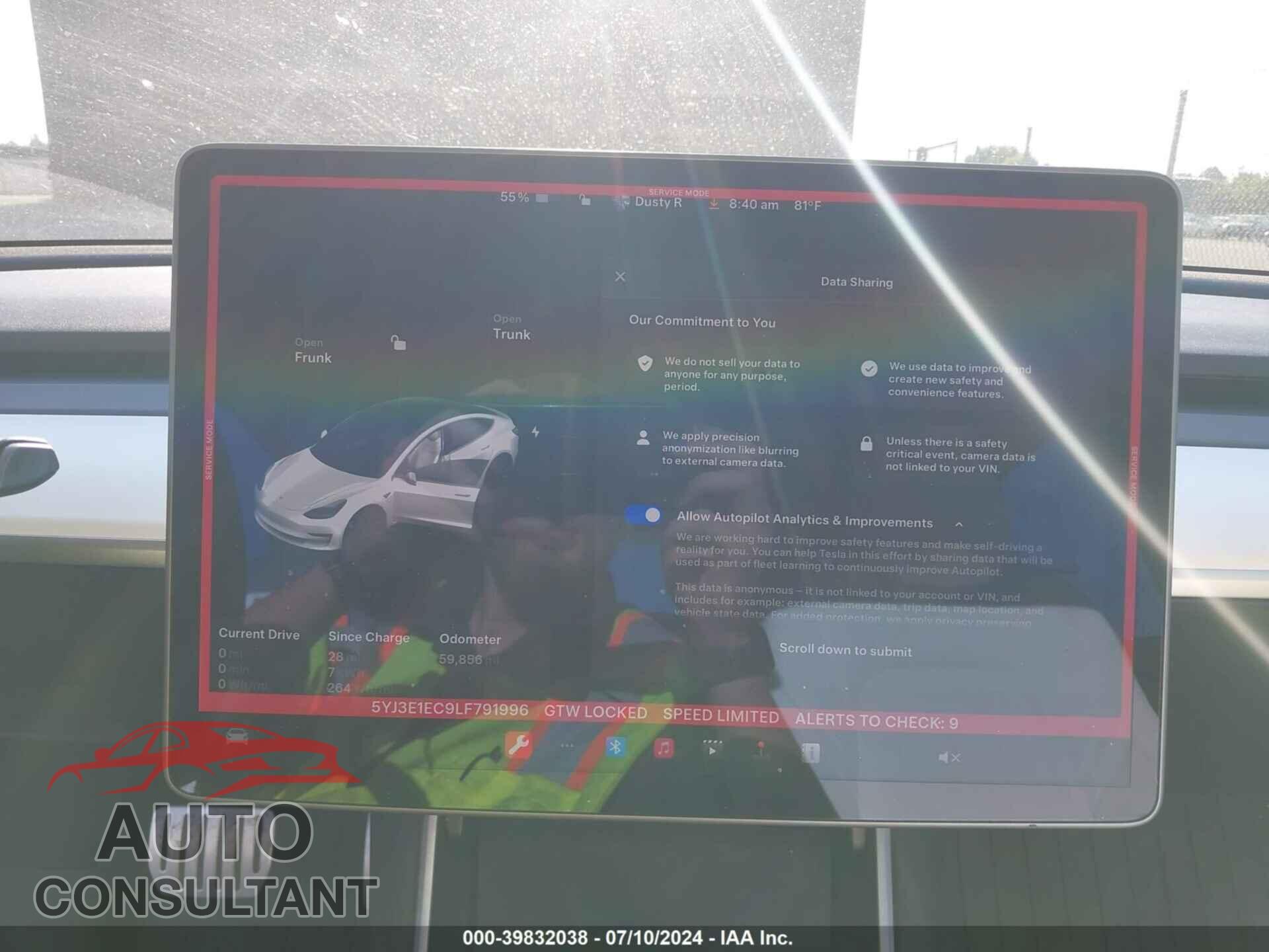 TESLA MODEL 3 2020 - 5YJ3E1EC9LF791996