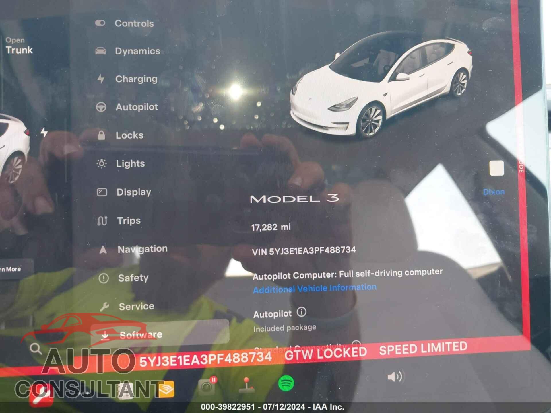 TESLA MODEL 3 2023 - 5YJ3E1EA3PF488734