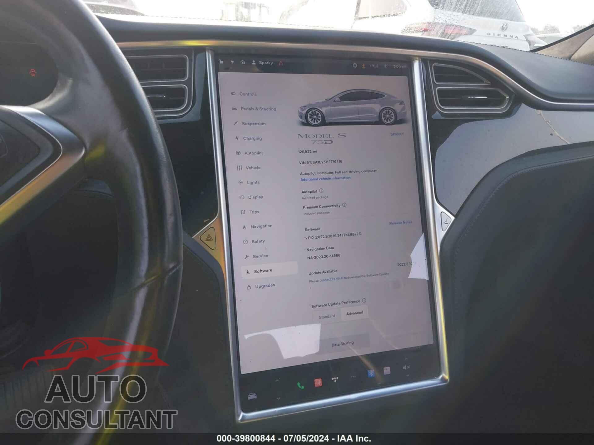 TESLA MODEL S 2017 - 5YJSA1E25HF176416