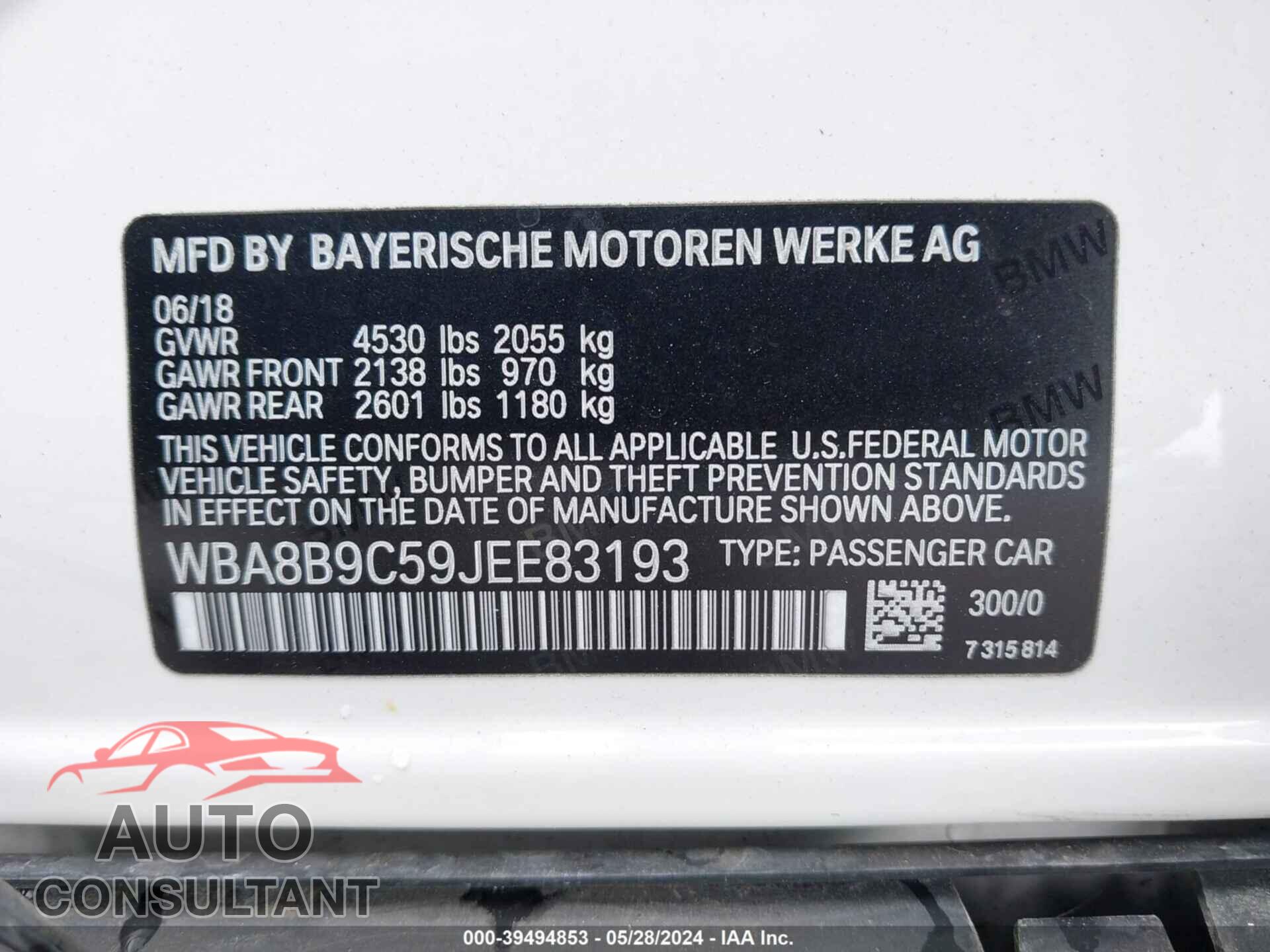BMW 330I 2018 - WBA8B9C59JEE83193