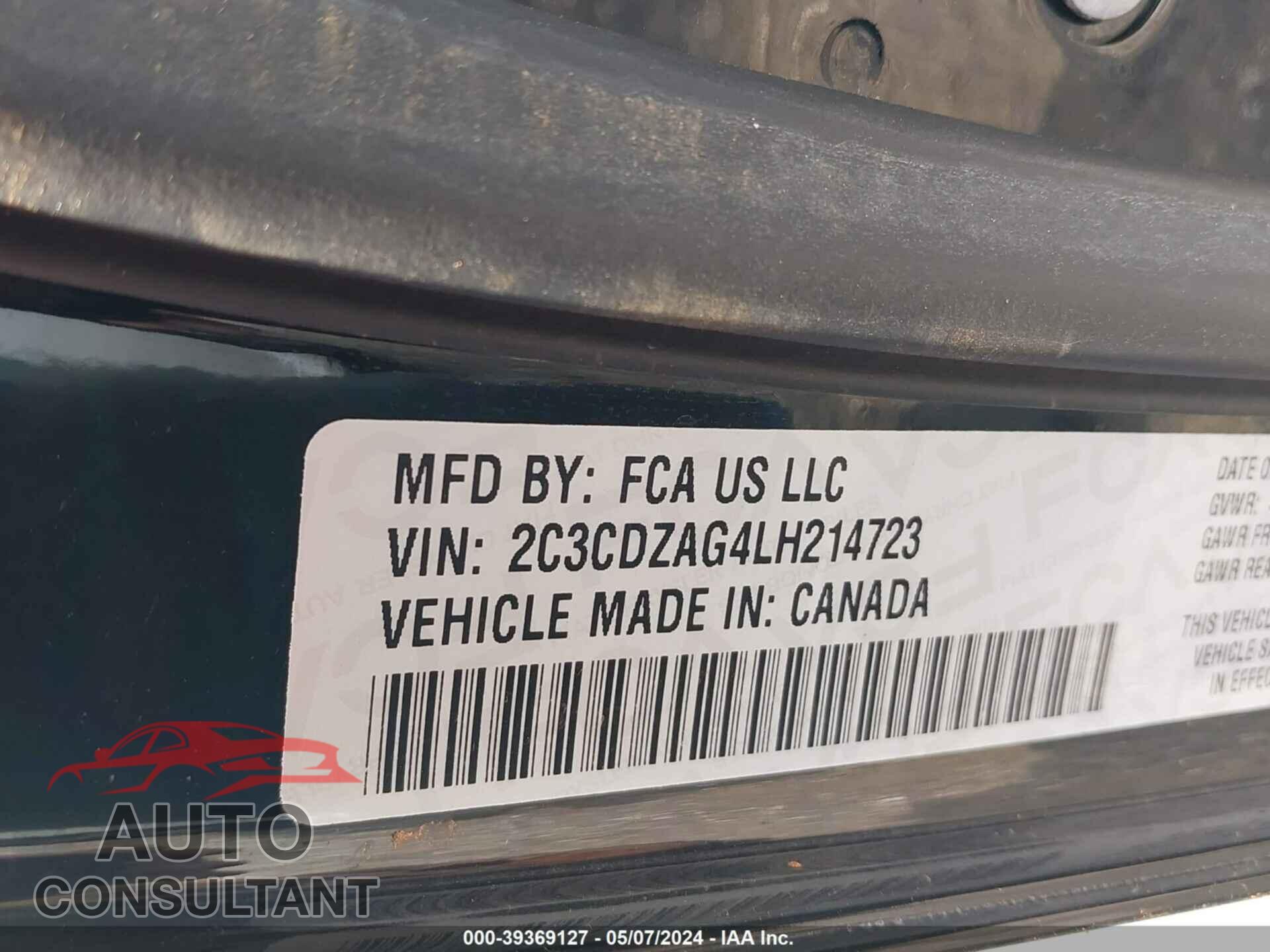 DODGE CHALLENGER 2020 - 2C3CDZAG4LH214723