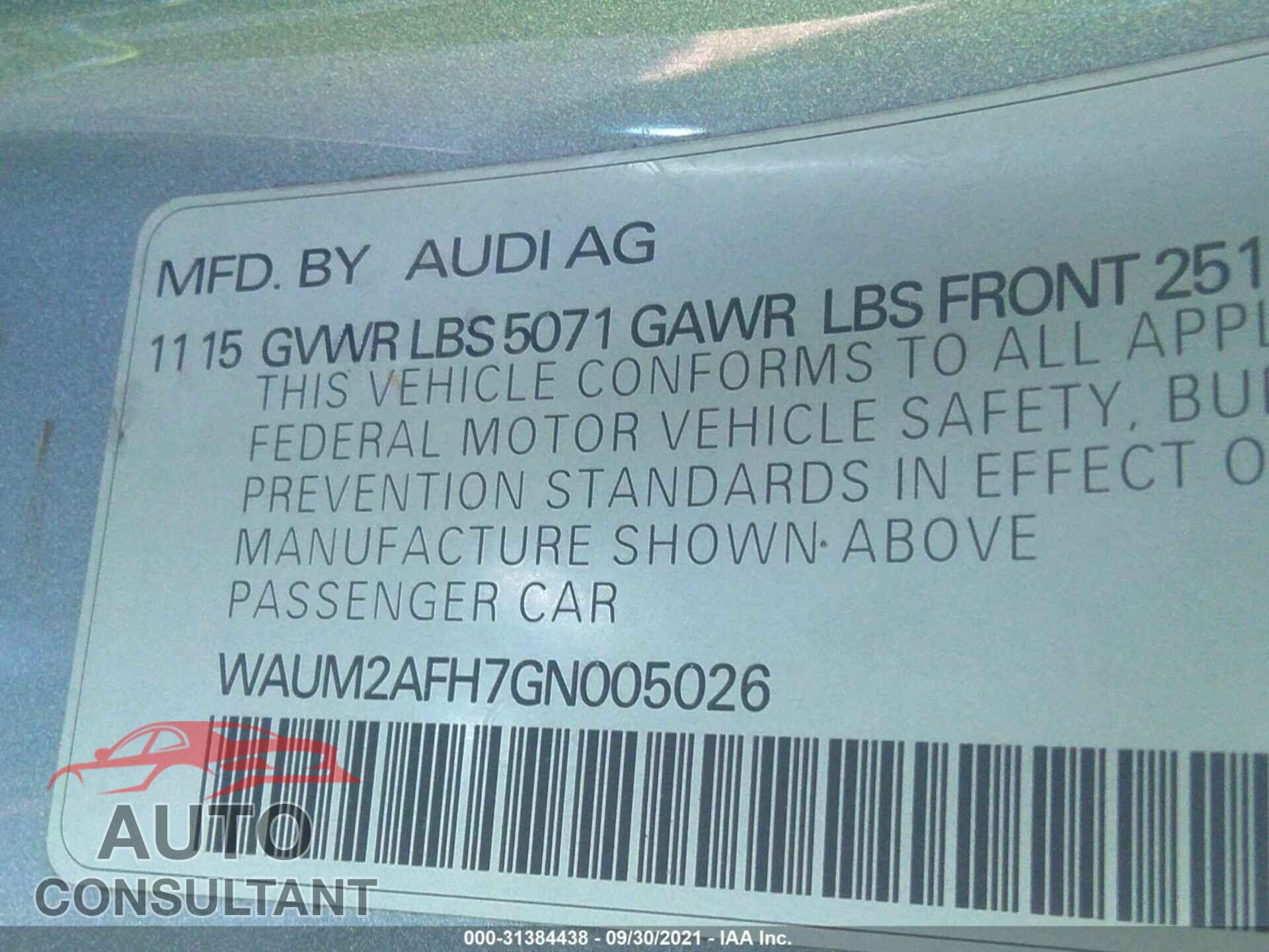 AUDI A5 2016 - WAUM2AFH7GN005026