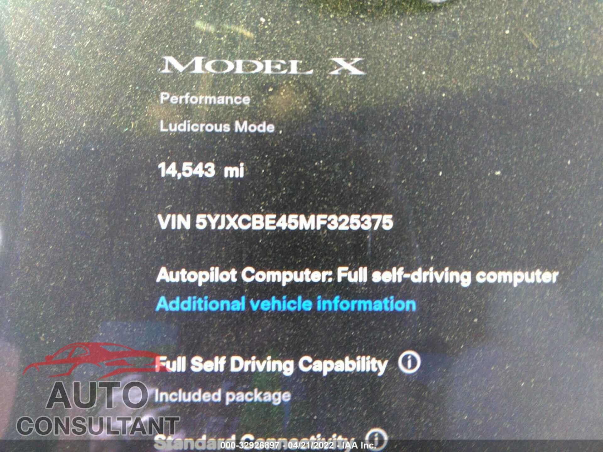 TESLA MODEL X 2021 - 5YJXCBE45MF325375