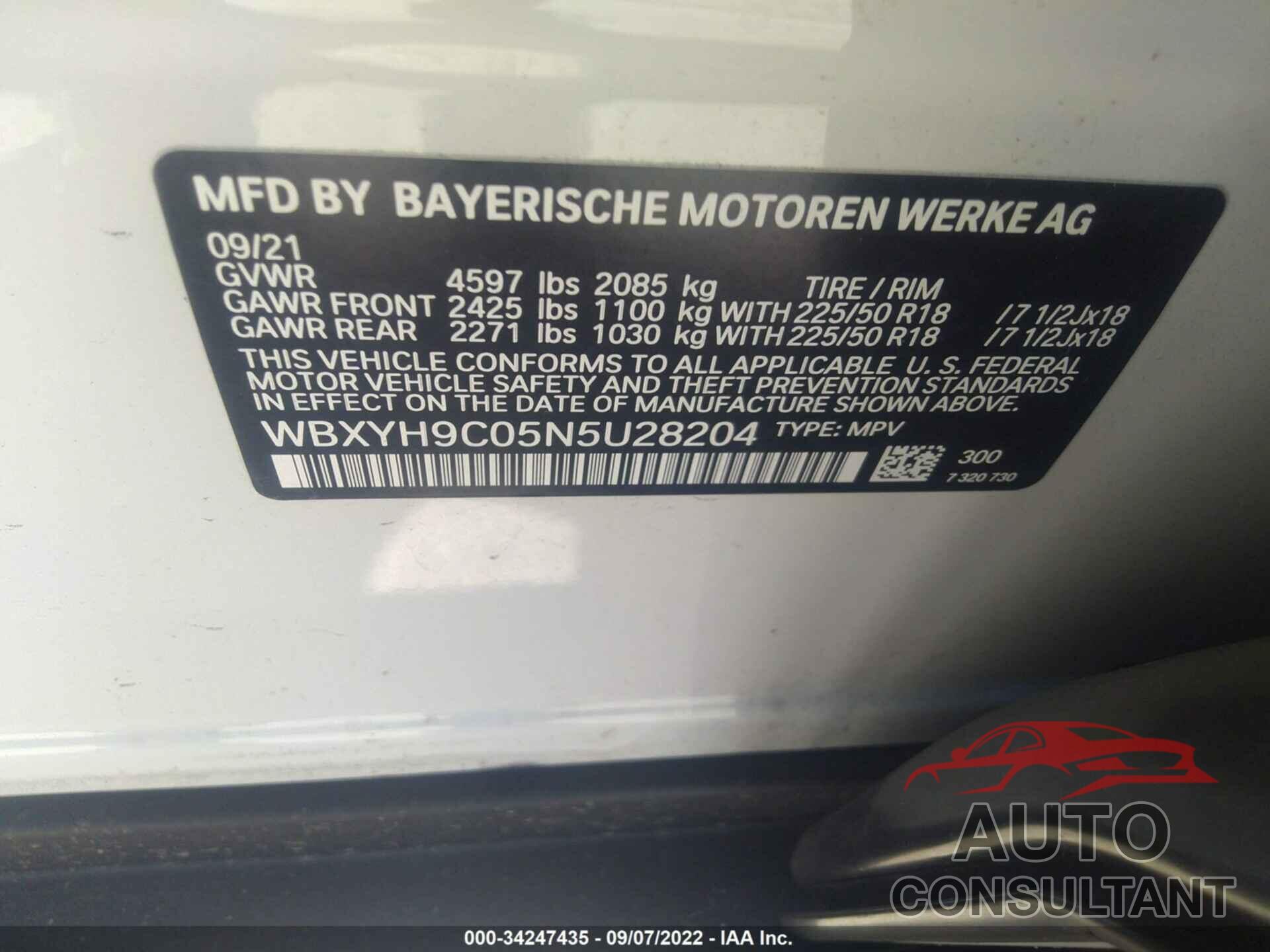 BMW X2 2022 - WBXYH9C05N5U28204