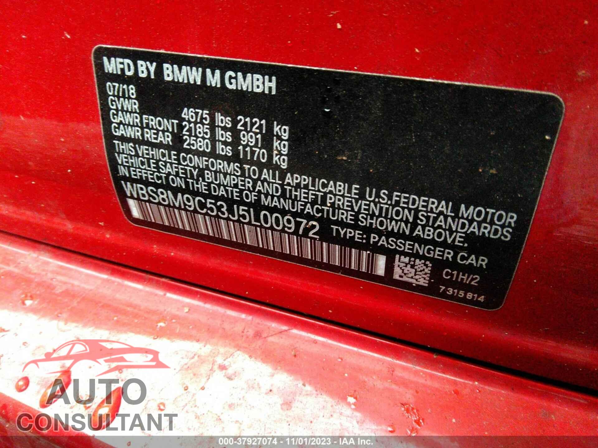 BMW M3 2018 - WBS8M9C53J5L00972