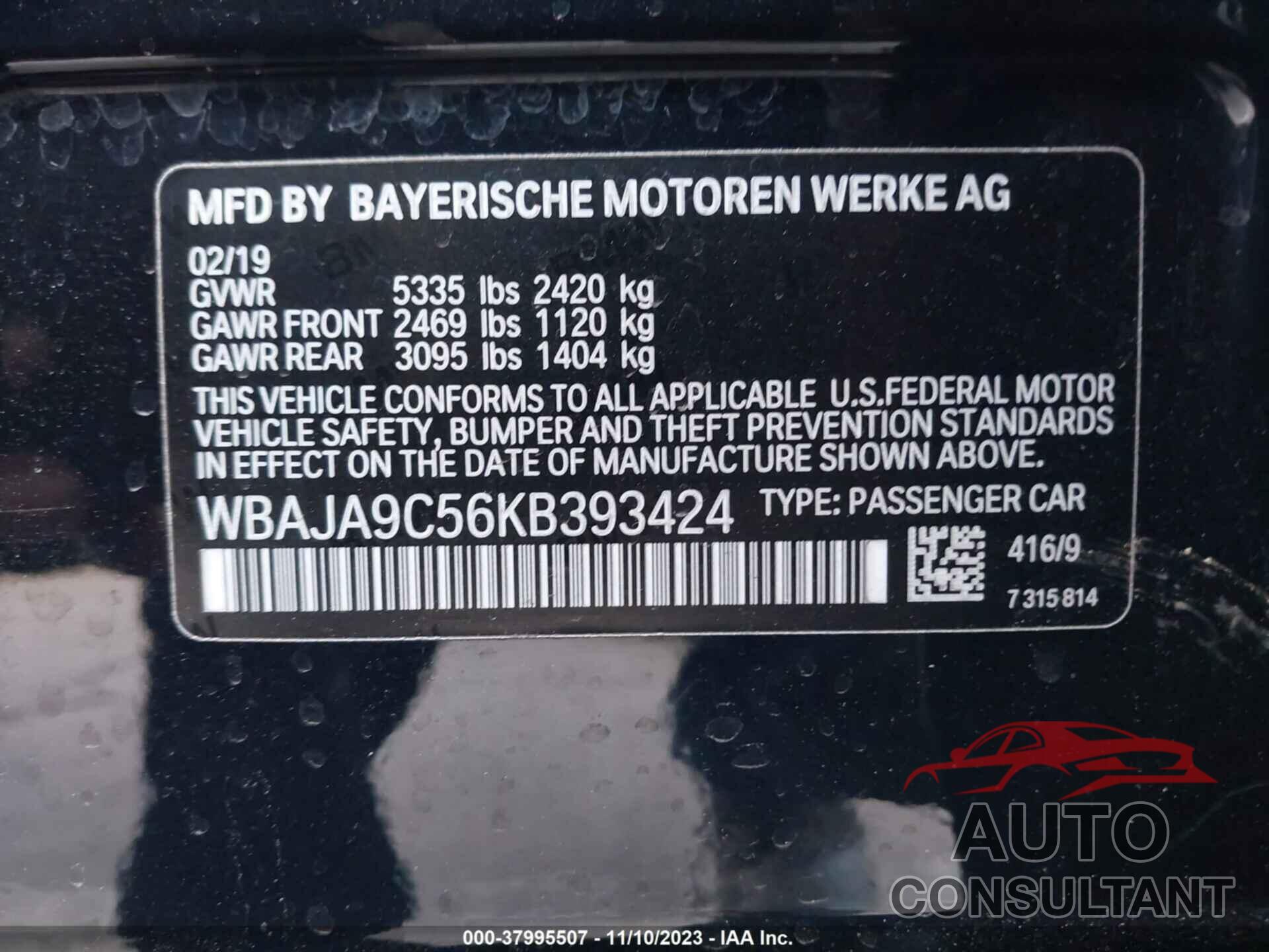 BMW 530E 2019 - WBAJA9C56KB393424