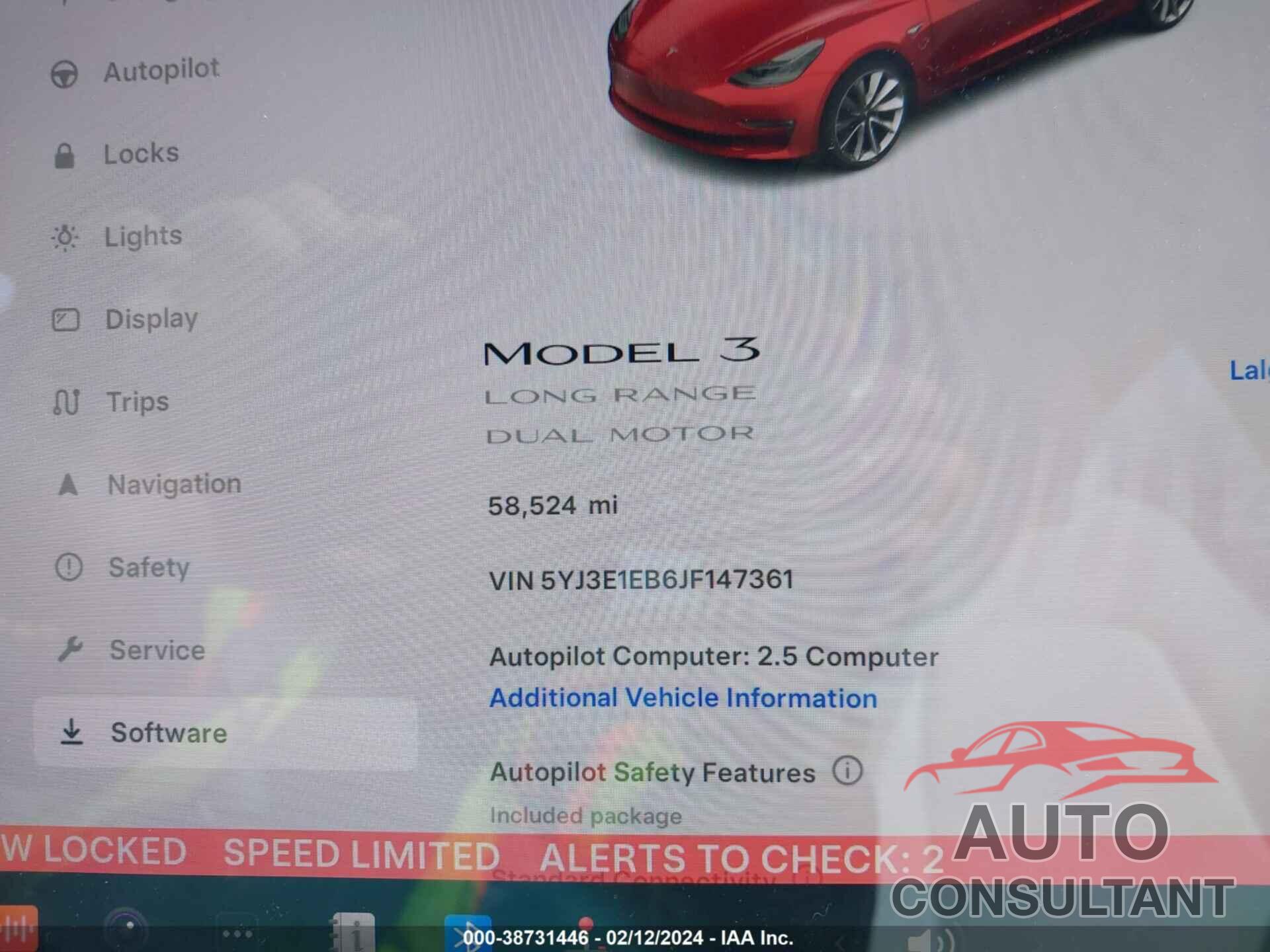 TESLA MODEL 3 2018 - 5YJ3E1EB6JF147361