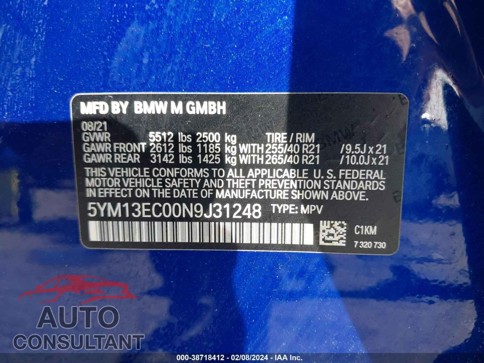 BMW X3 2022 - 5YM13EC00N9J31248