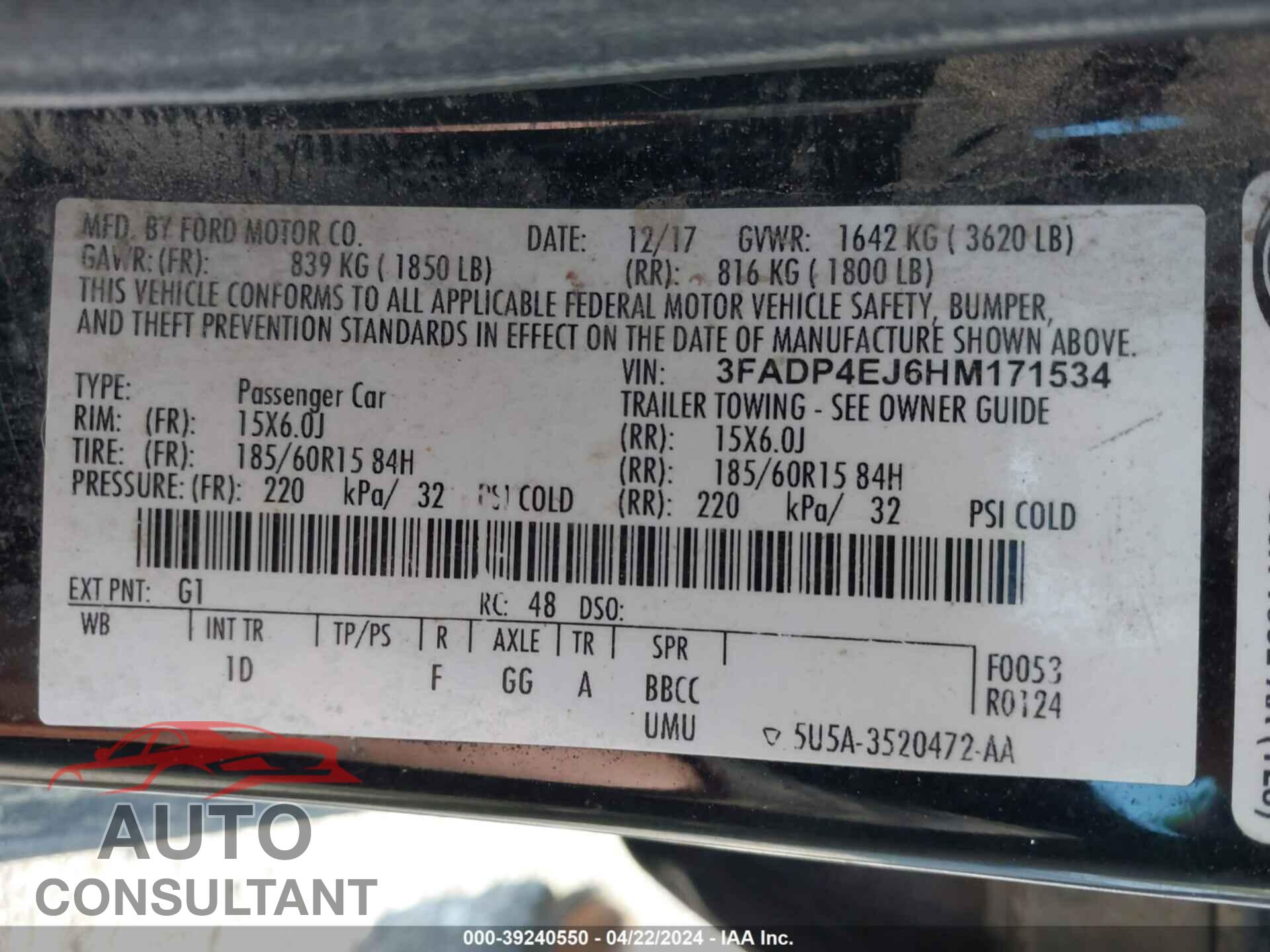 FORD FIESTA 2017 - 3FADP4EJ6HM171534