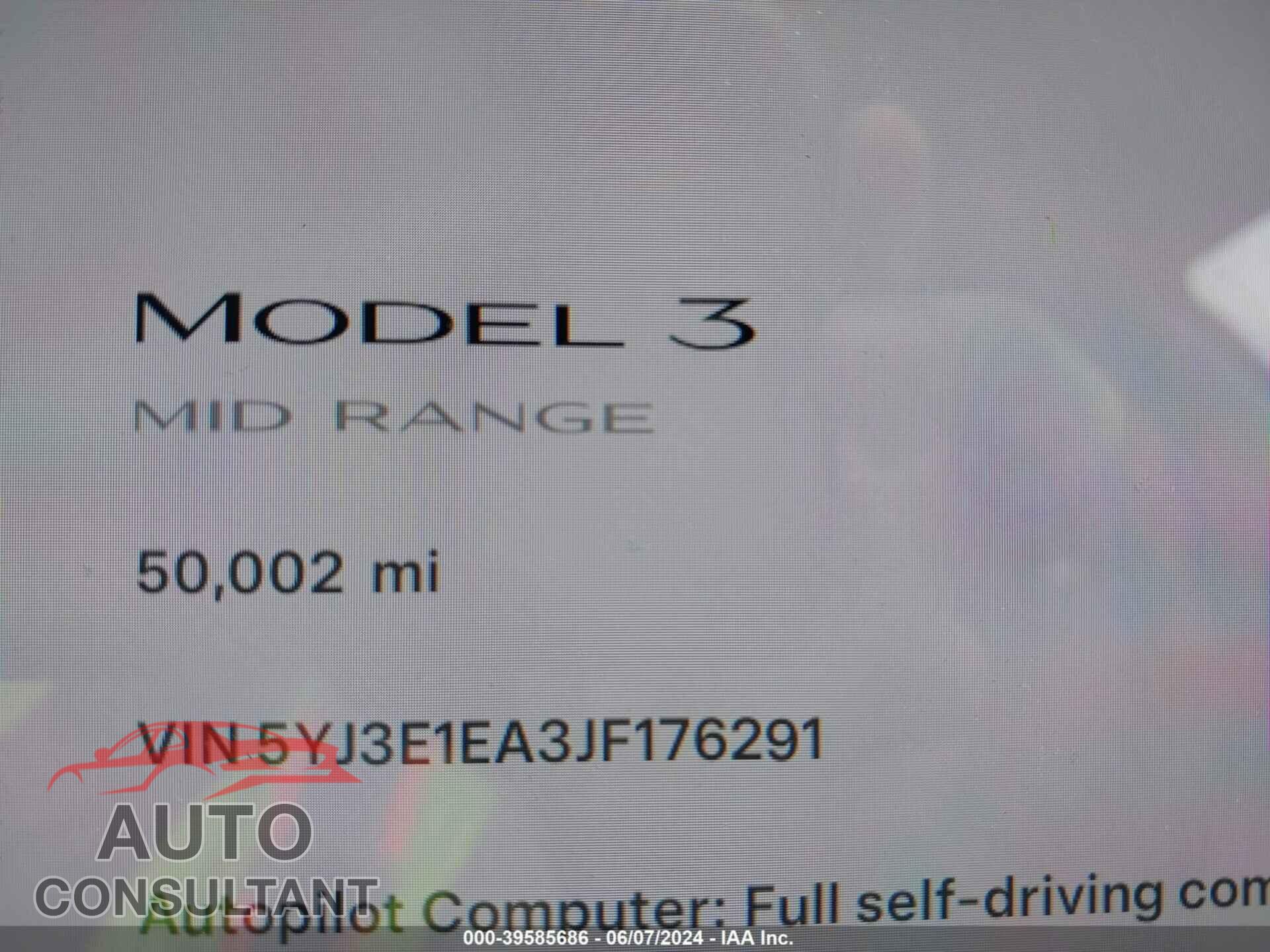 TESLA MODEL 3 2018 - 5YJ3E1EA3JF176291