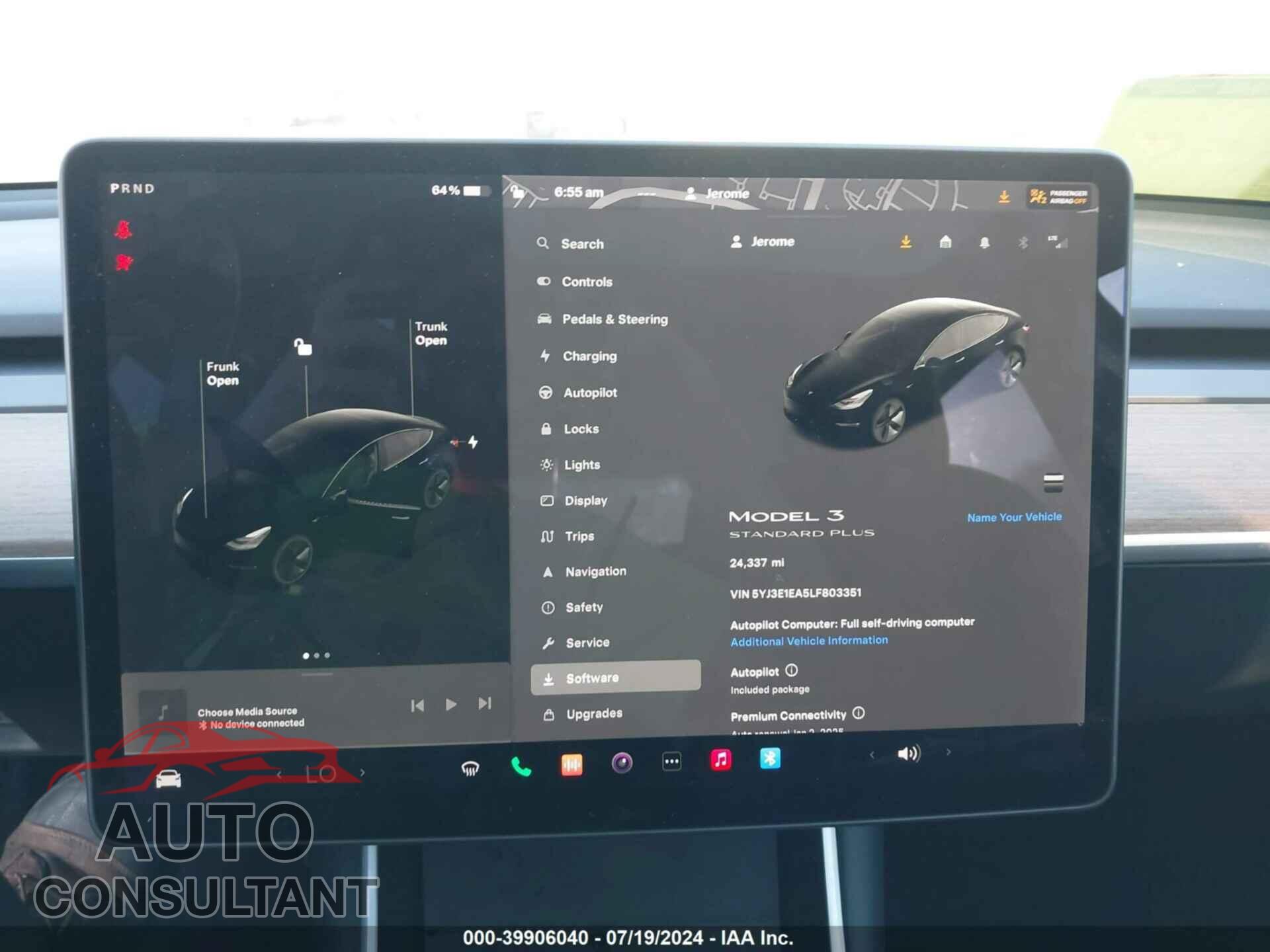 TESLA MODEL 3 2020 - 5YJ3E1EA5LF803351