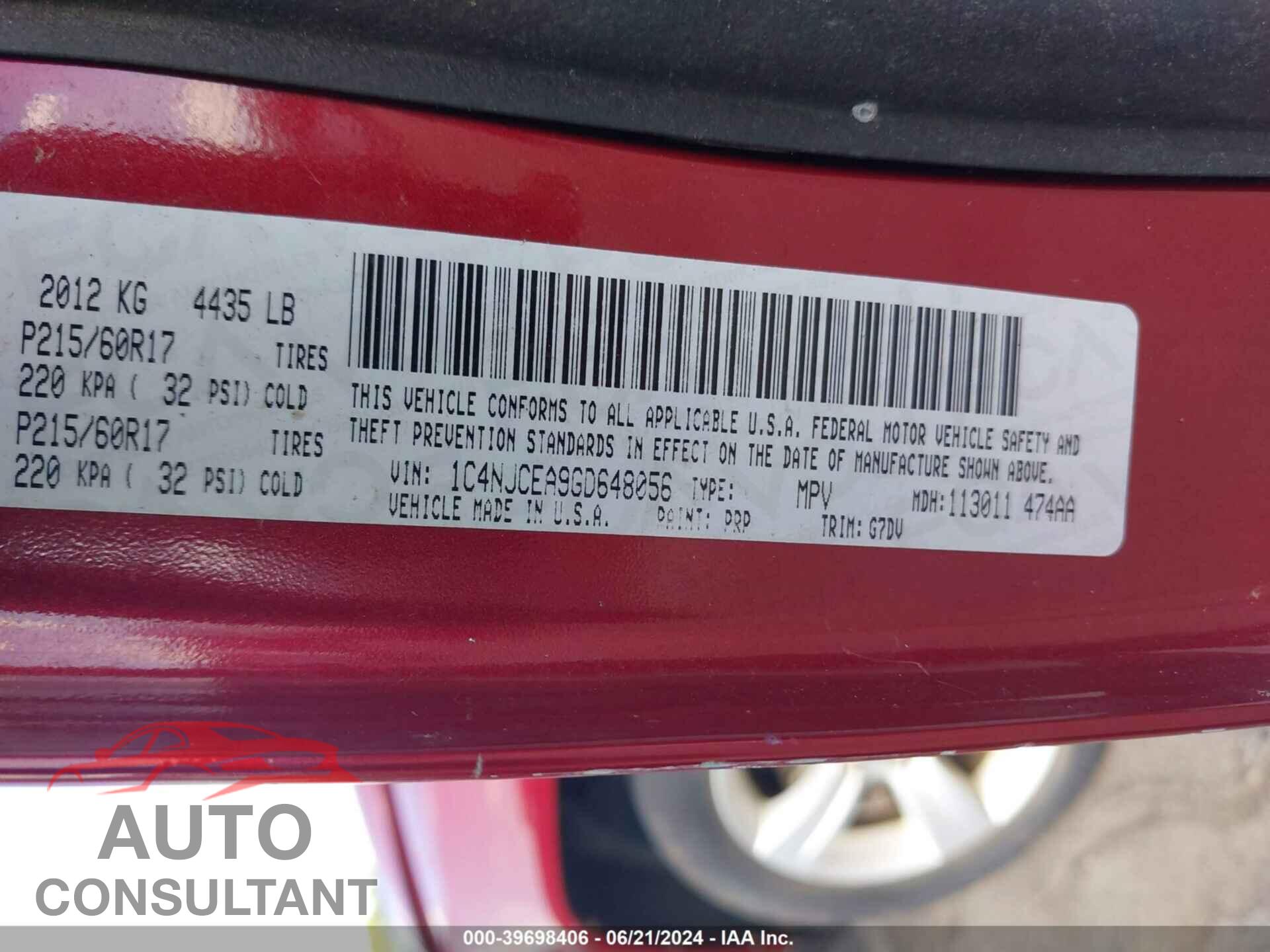 JEEP COMPASS 2016 - 1C4NJCEA9GD648056