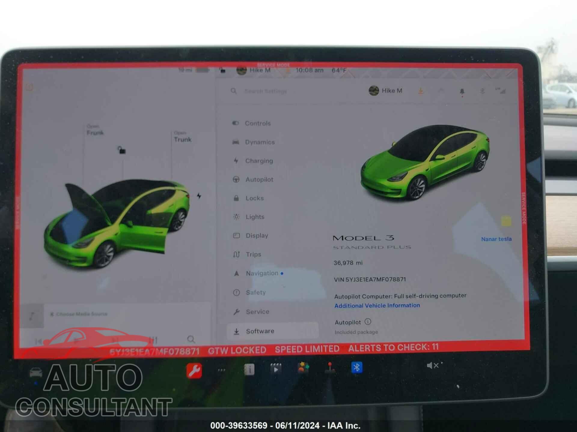 TESLA MODEL 3 2021 - 5YJ3E1EA7MF078871