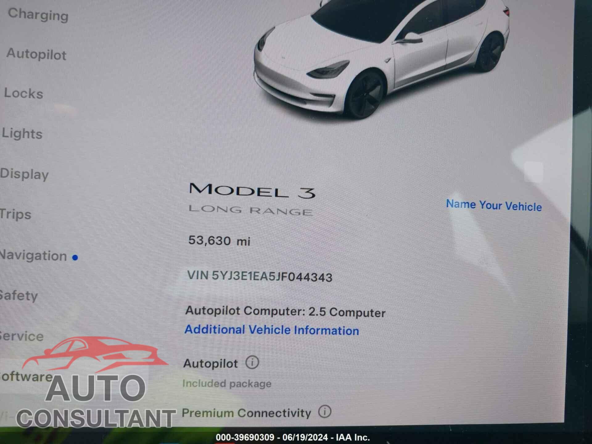 TESLA MODEL 3 2018 - 5YJ3E1EA5JF044343