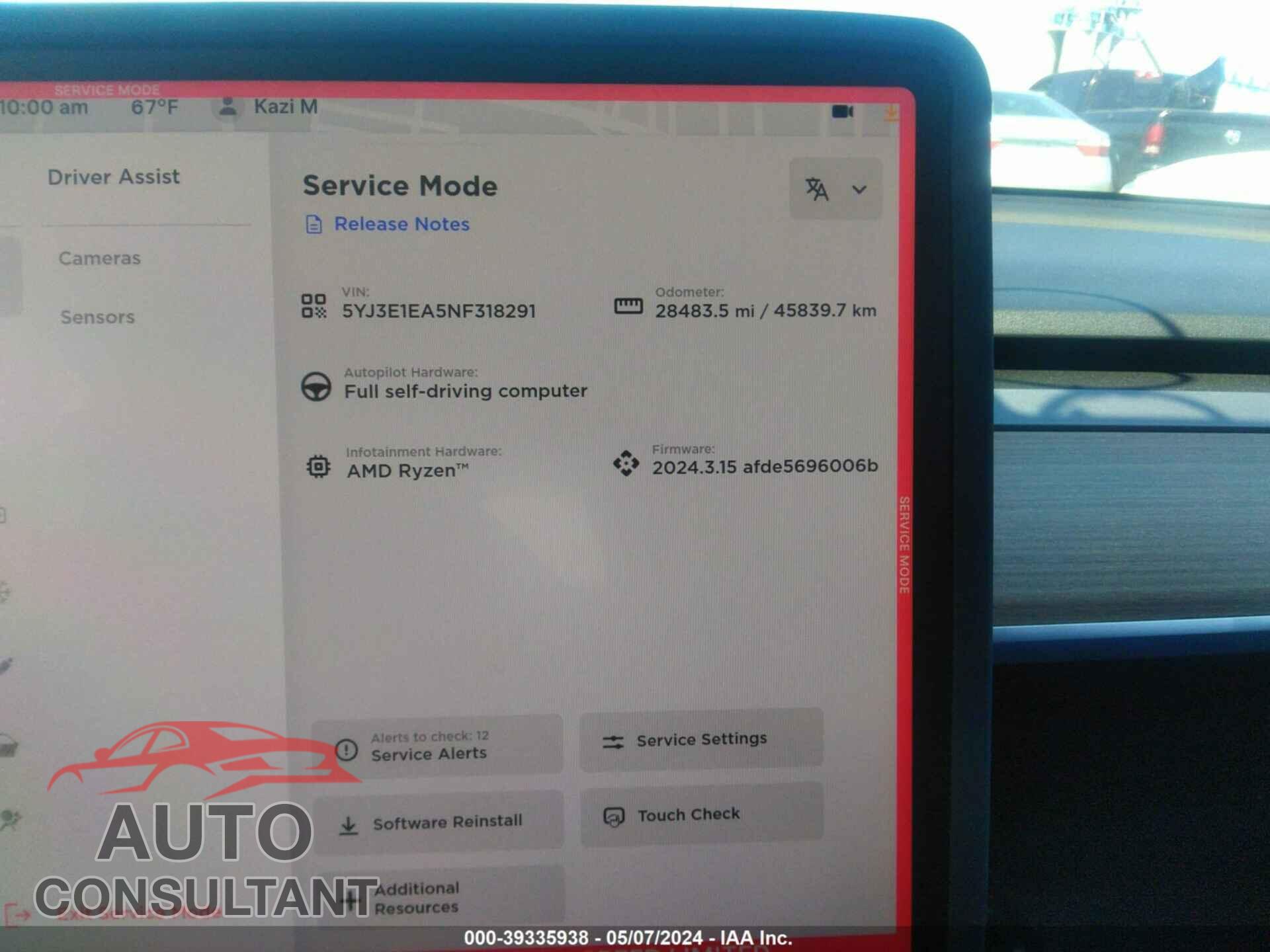 TESLA MODEL 3 2022 - 5YJ3E1EA5NF318291