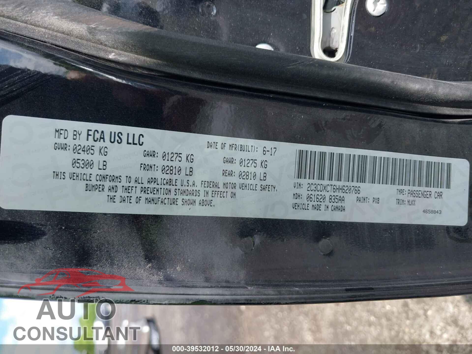 DODGE CHARGER 2017 - 2C3CDXCT6HH620766