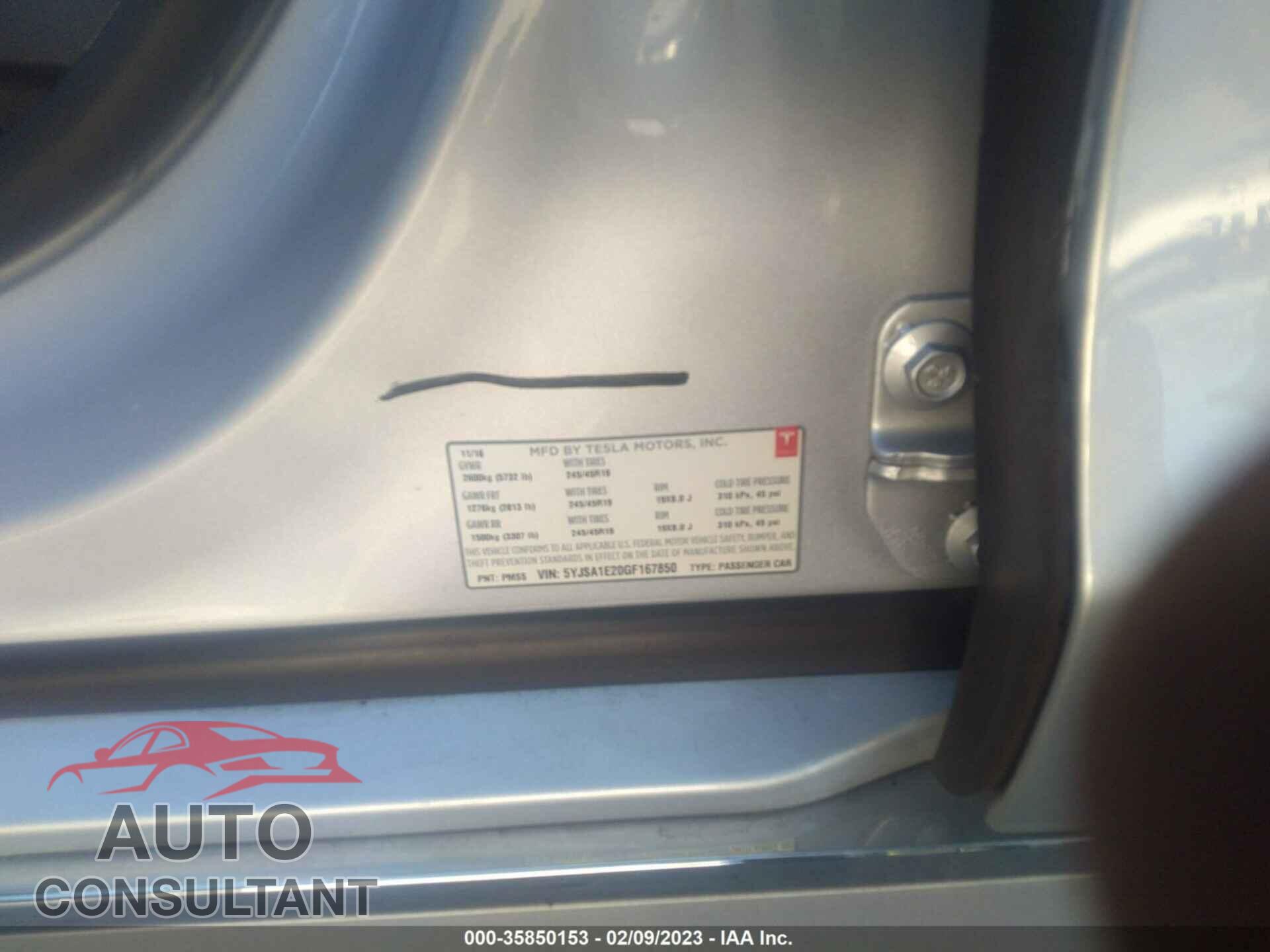 TESLA MODEL S 2016 - 5YJSA1E20GF167850