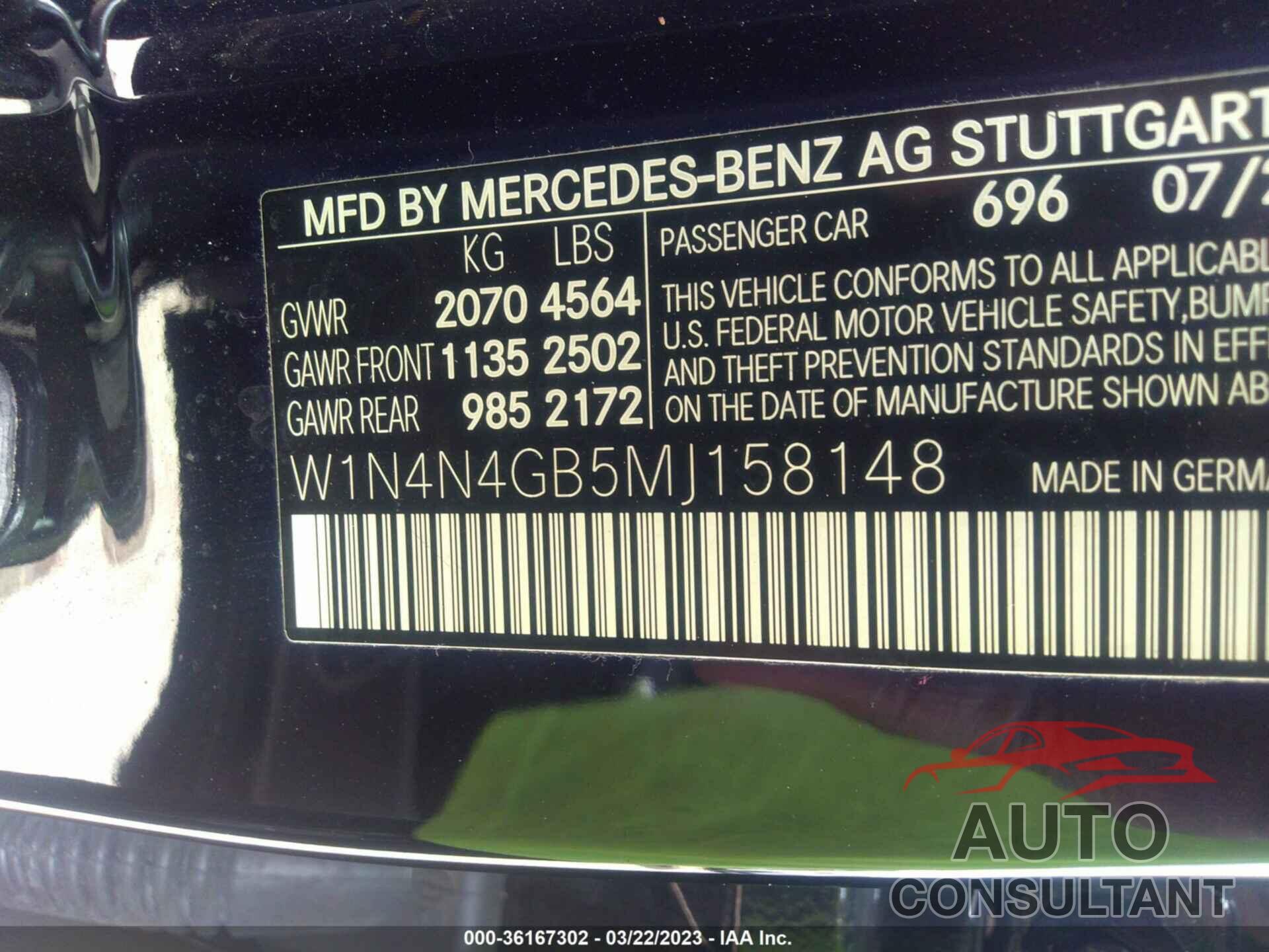 MERCEDES-BENZ GLA 2021 - W1N4N4GB5MJ158148