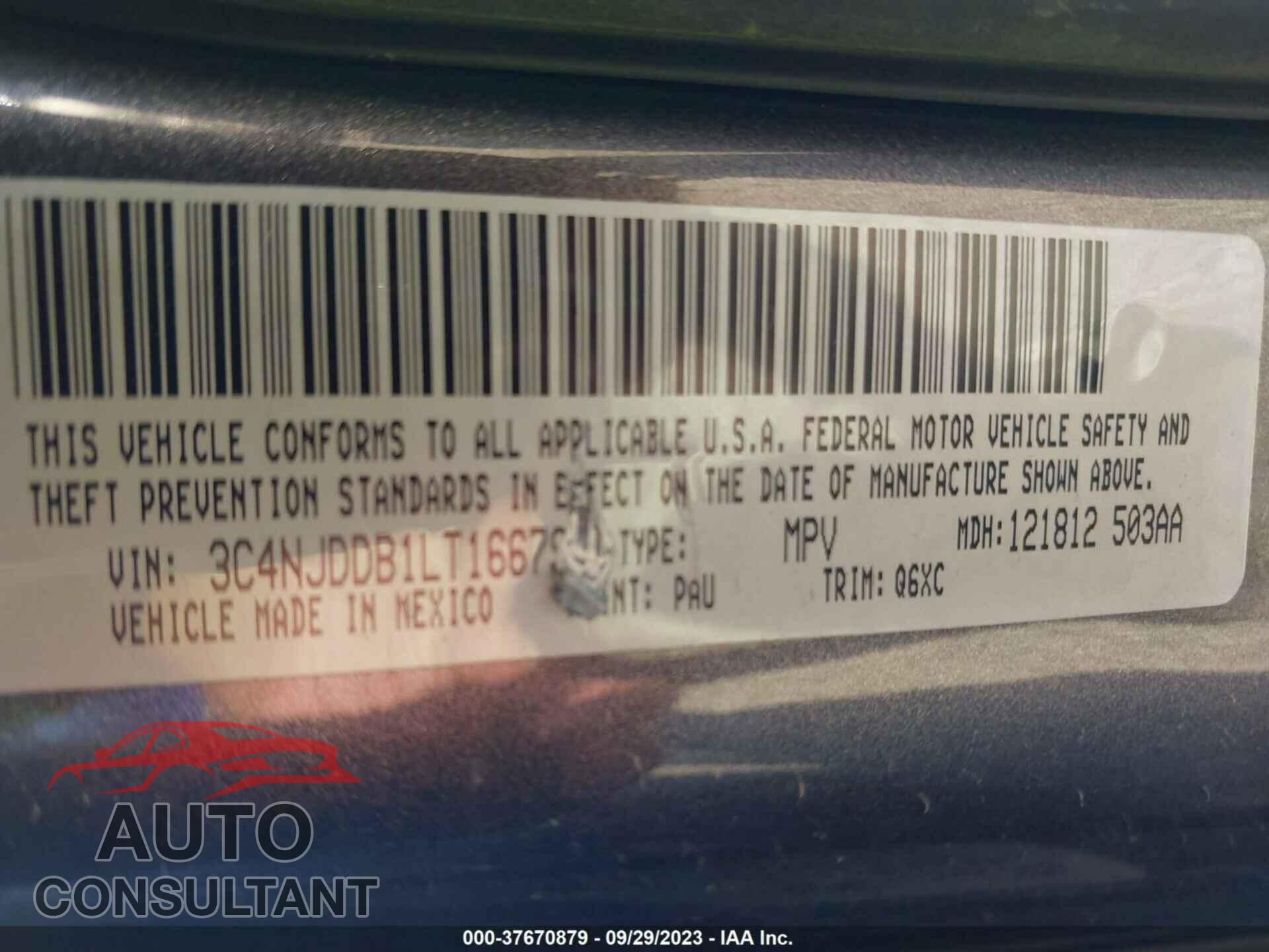 JEEP COMPASS 2020 - 3C4NJDDB1LT166797