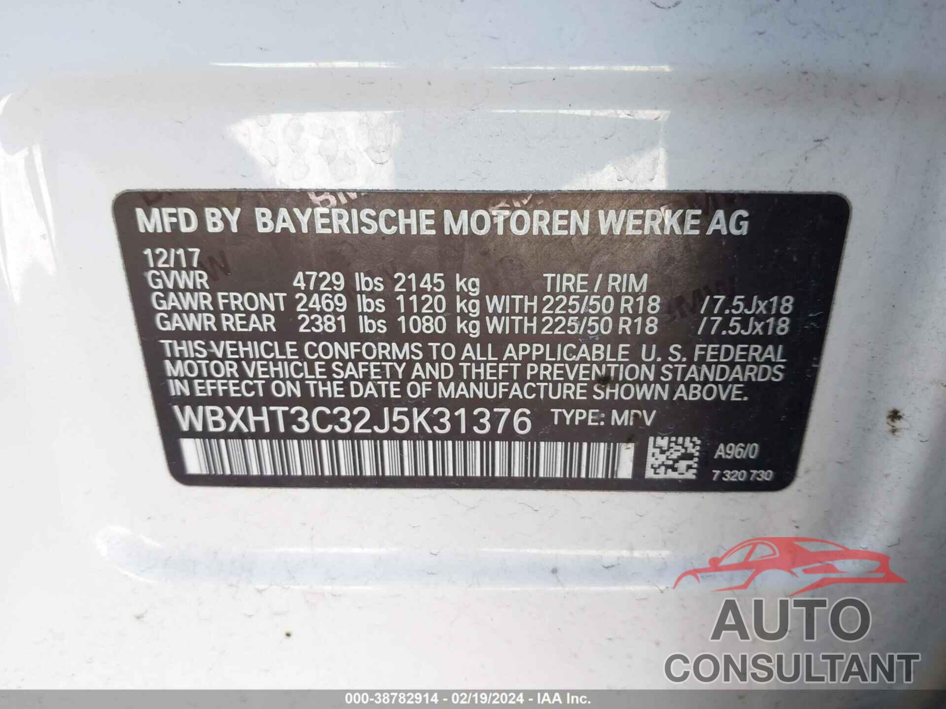 BMW X1 2018 - WBXHT3C32J5K31376