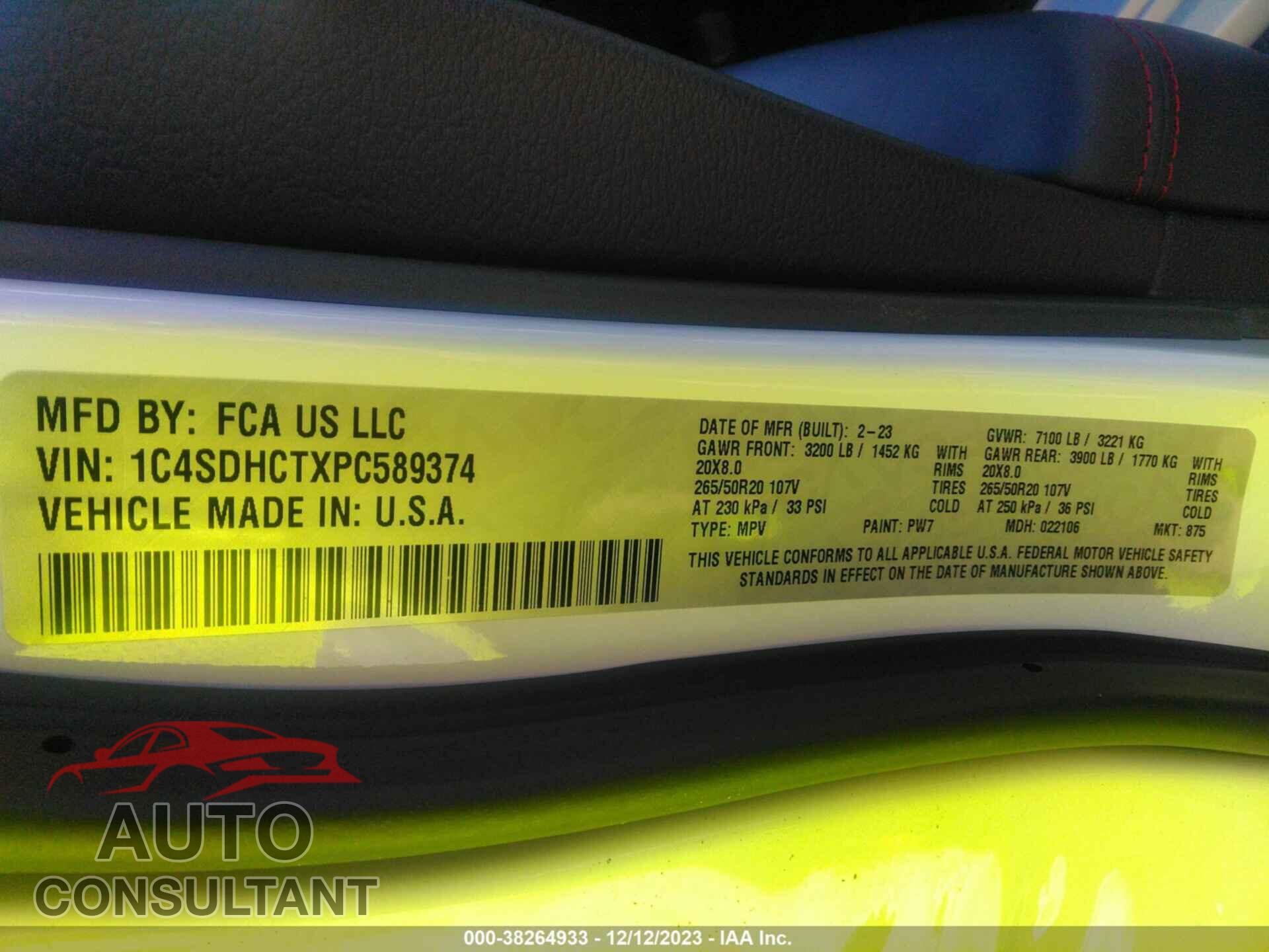 DODGE DURANGO 2023 - 1C4SDHCTXPC589374