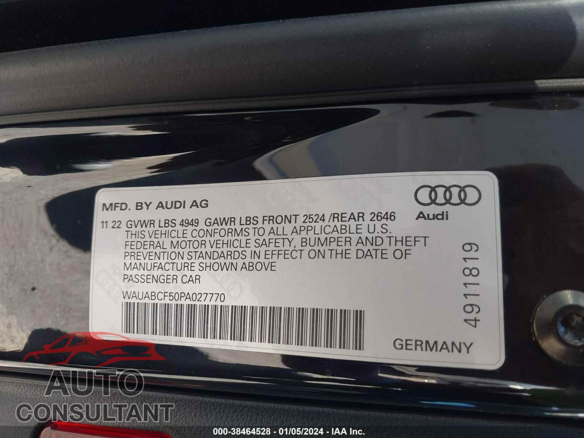 AUDI A5 2023 - WAUABCF50PA027770