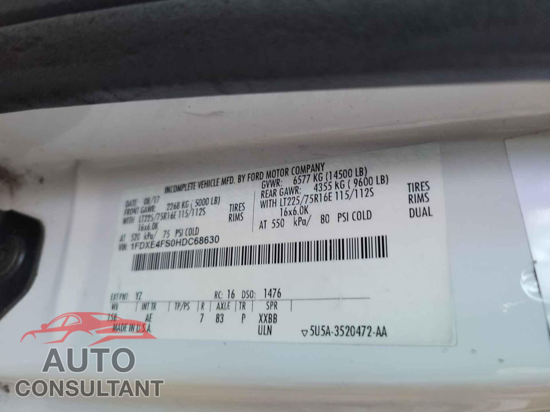 FORD ECONOLINE 2017 - 1FDXE4FS0HDC68630