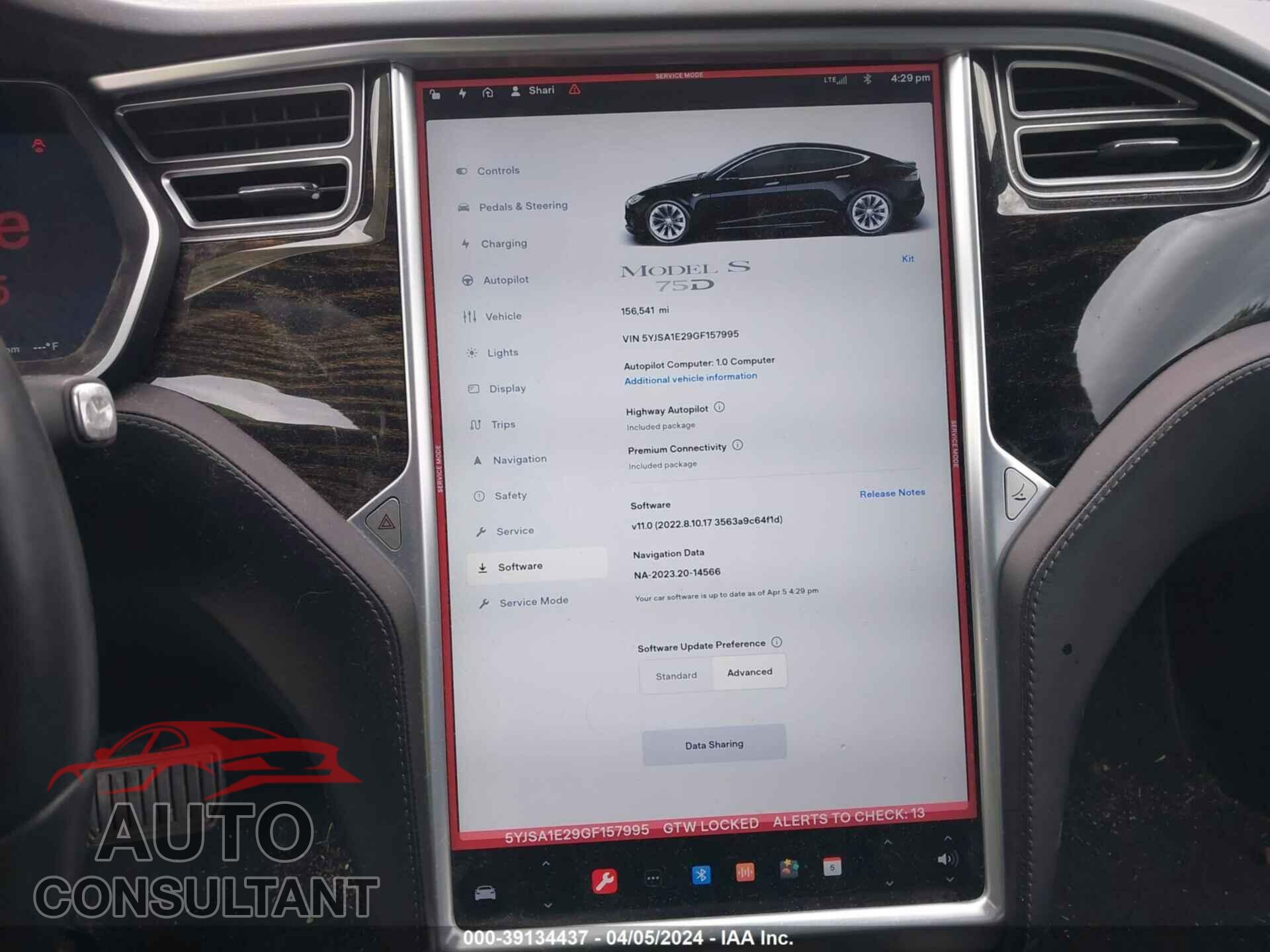 TESLA MODEL S 2016 - 5YJSA1E29GF157995