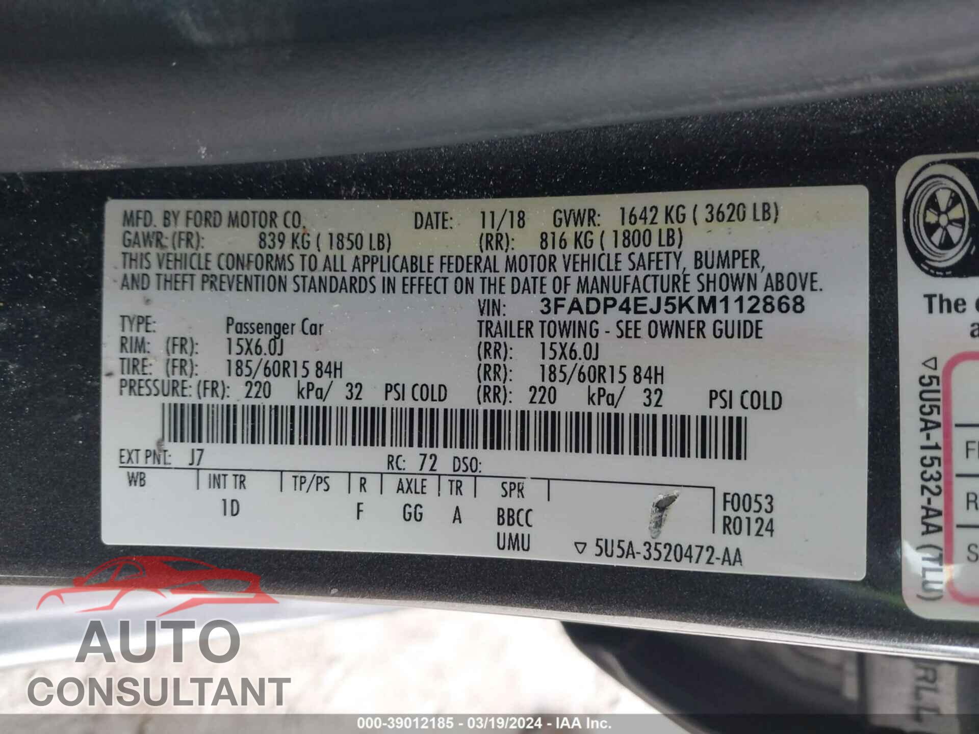 FORD FIESTA 2019 - 3FADP4EJ5KM112868