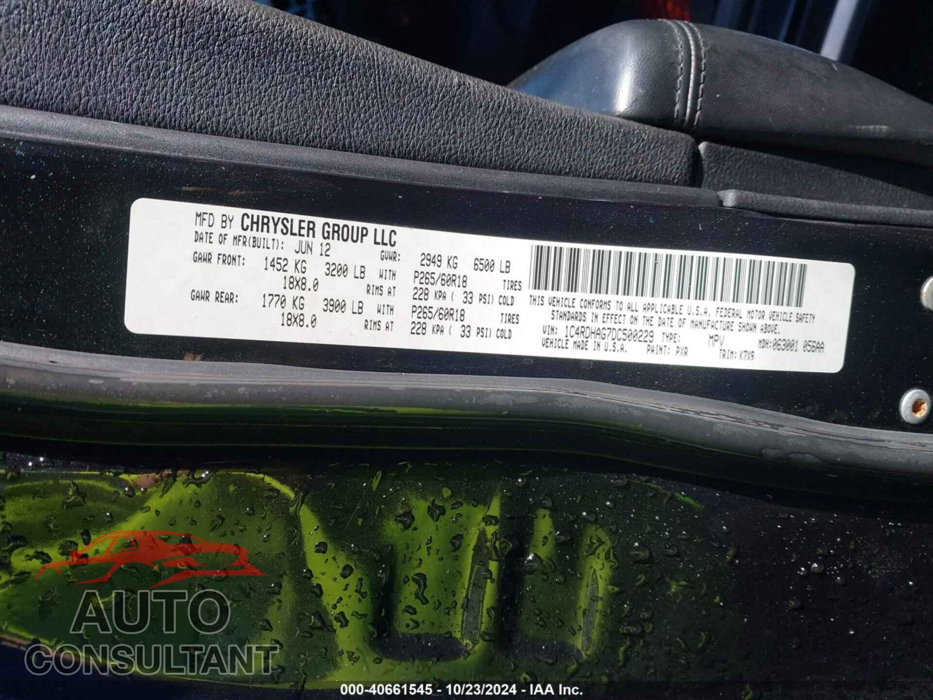 DODGE DURANGO 2013 - 1C4RDHAG7DC500229