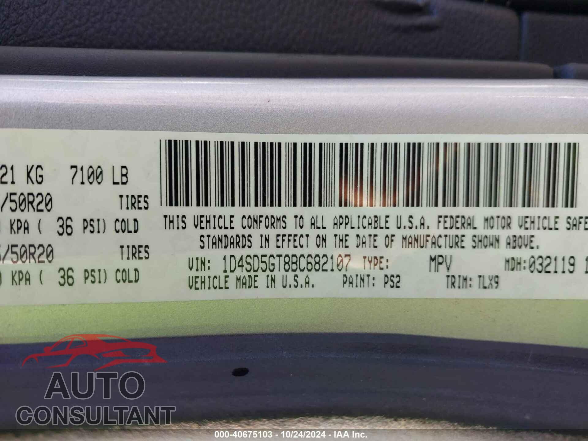DODGE DURANGO 2011 - 1D4SD5GT8BC682107