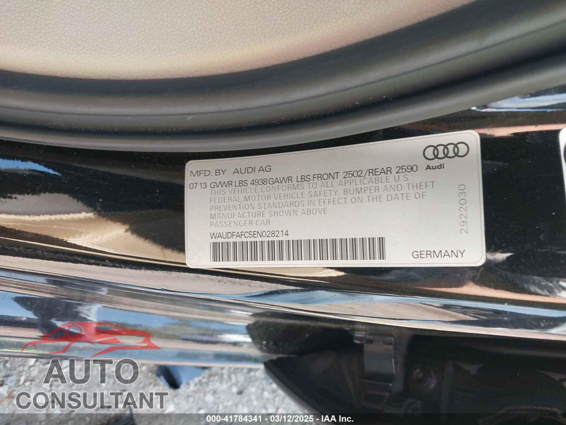 AUDI A6 2014 - WAUDFAFC5EN028214