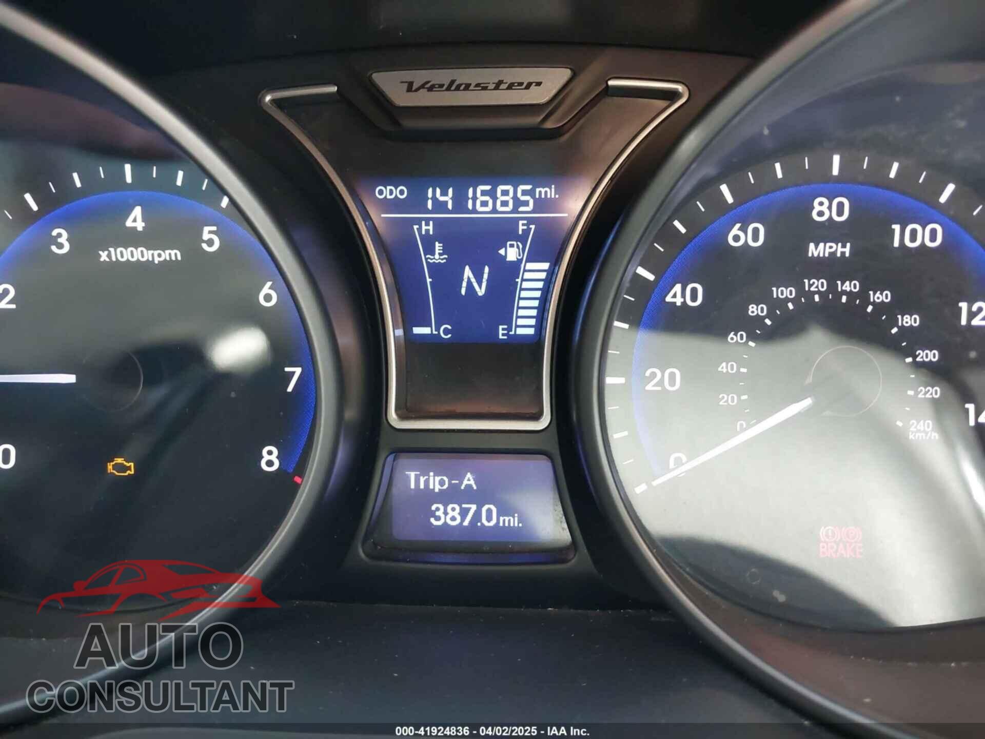 HYUNDAI VELOSTER 2013 - KMHTC6AE7DU124293