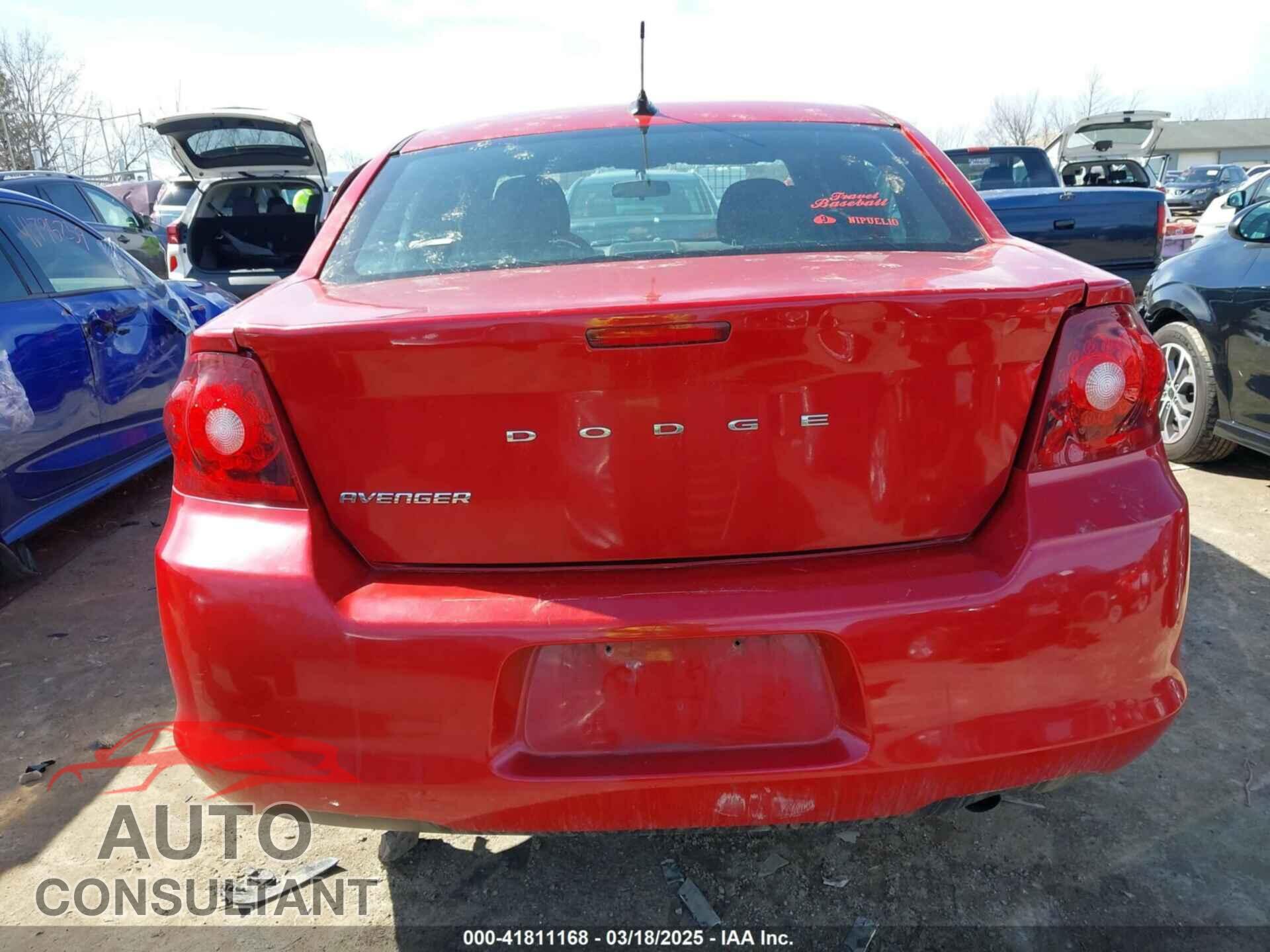 DODGE AVENGER 2012 - 1C3CDZCB2CN147693