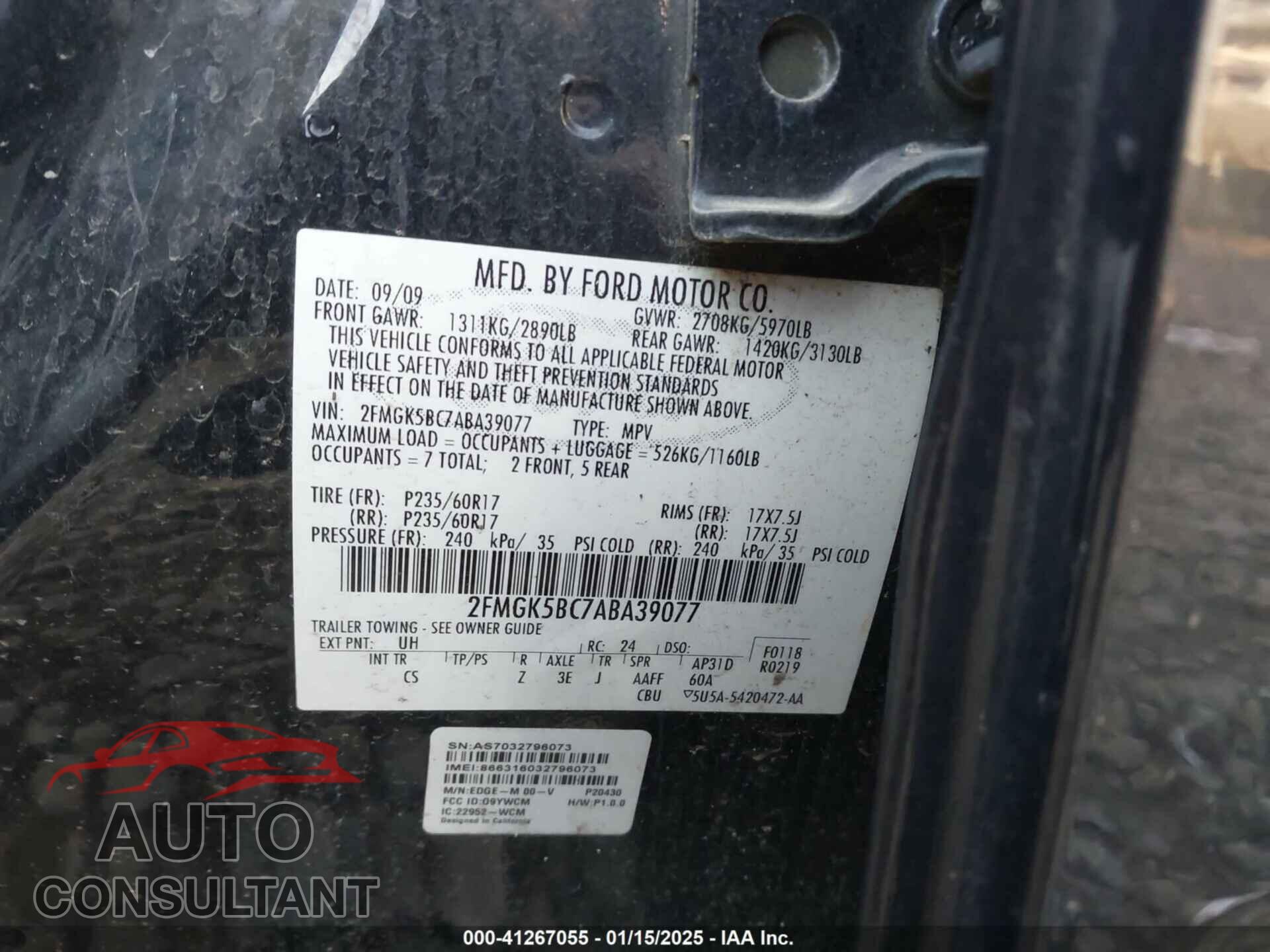 FORD FLEX 2010 - 2FMGK5BC7ABA39077
