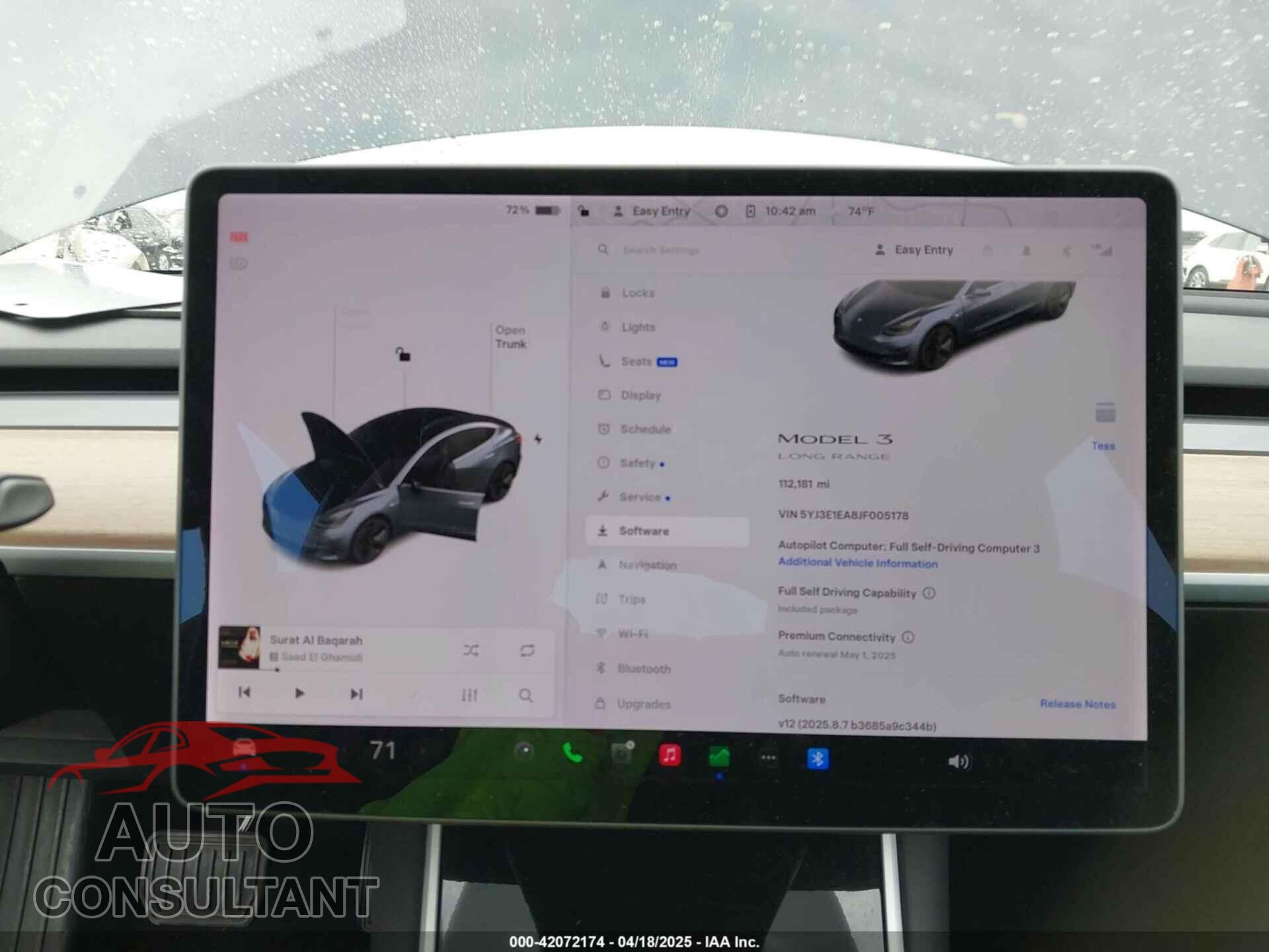 TESLA MODEL 3 2018 - 5YJ3E1EA8JF005178