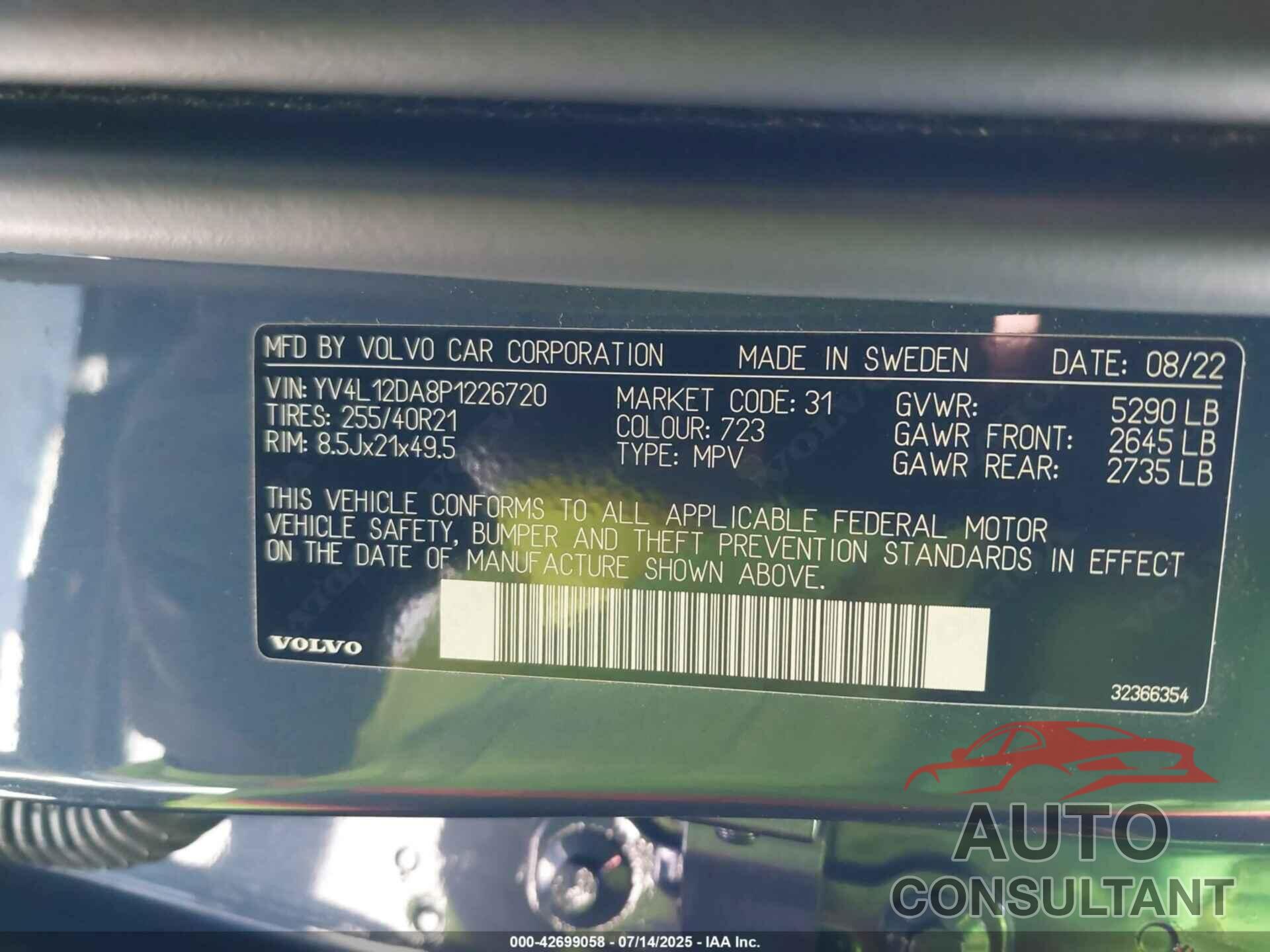 VOLVO XC60 2023 - YV4L12DA8P1226720
