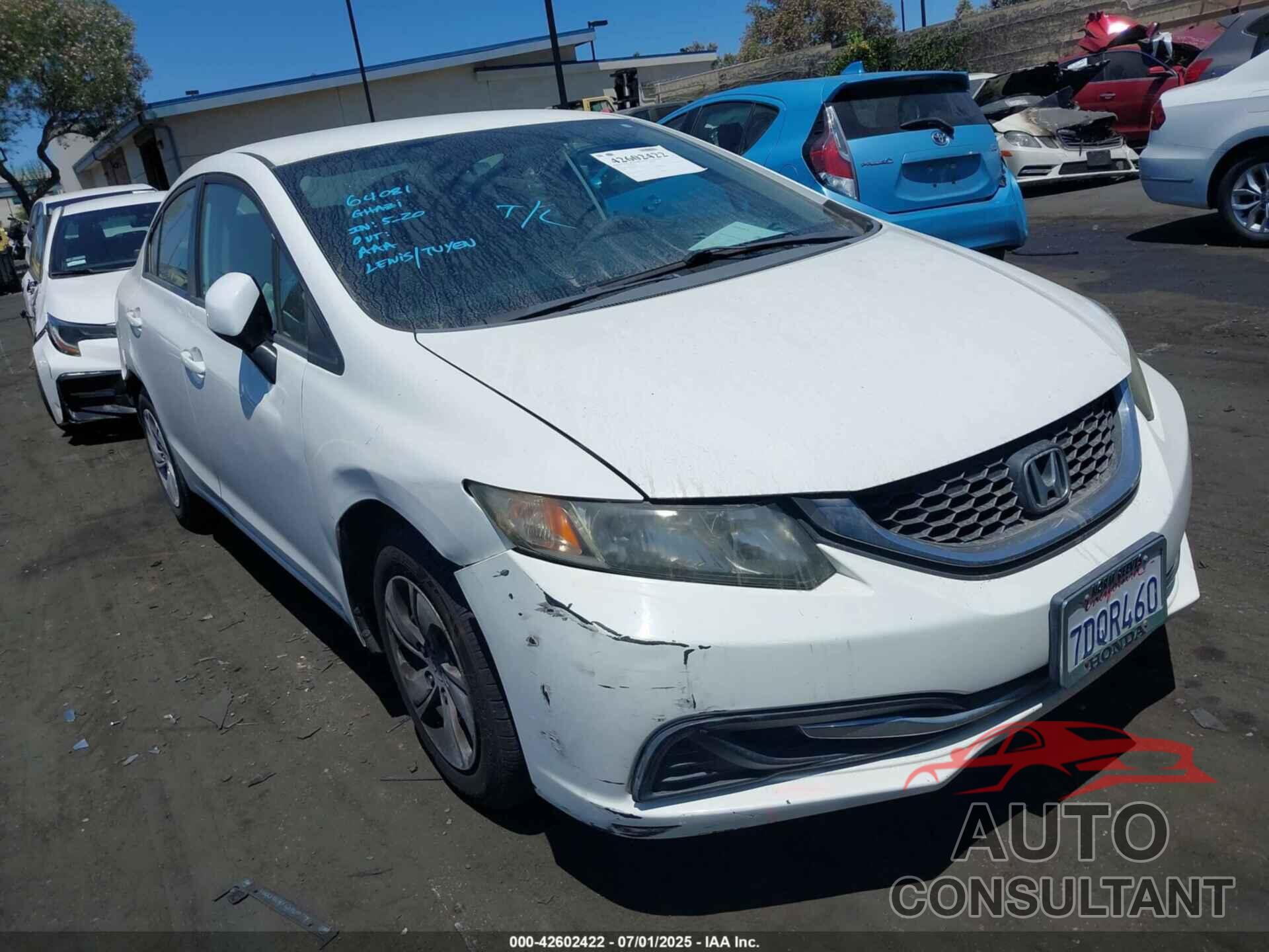 HONDA CIVIC 2013 - 19XFB2F54DE276908