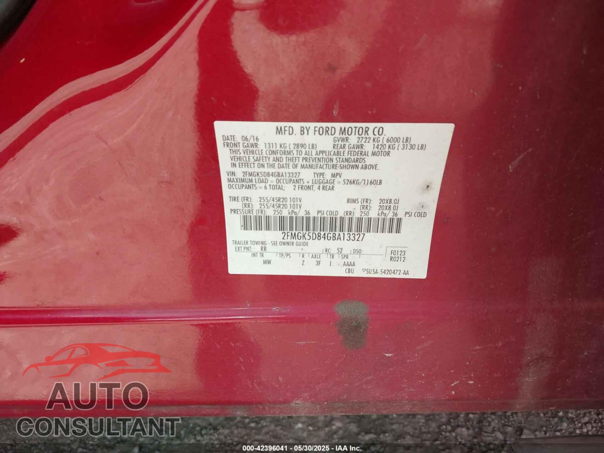 FORD FLEX 2016 - 2FMGK5D84GBA13327