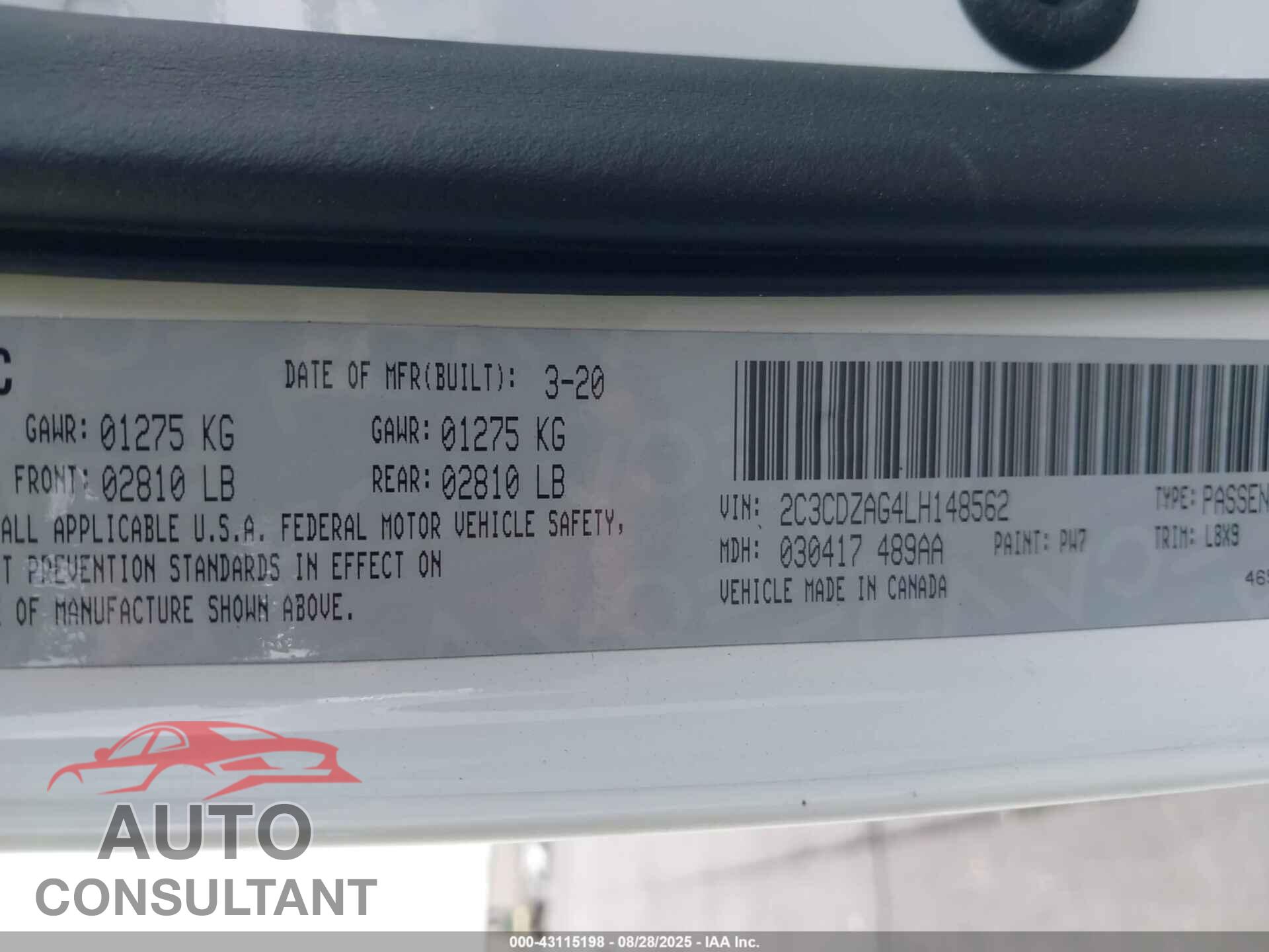 DODGE CHALLENGER 2020 - 2C3CDZAG4LH148562