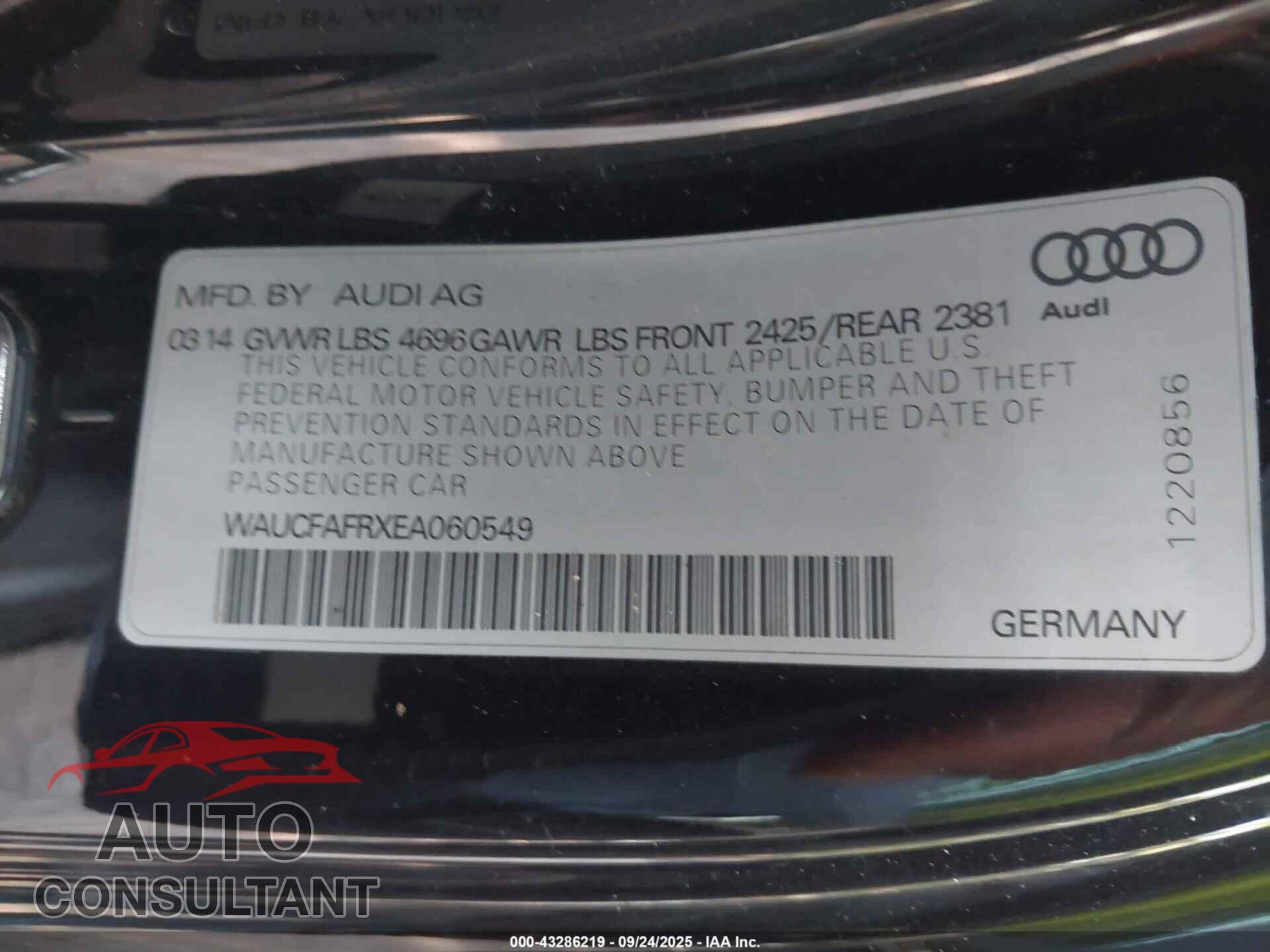 AUDI A5 2014 - WAUCFAFRXEA060549