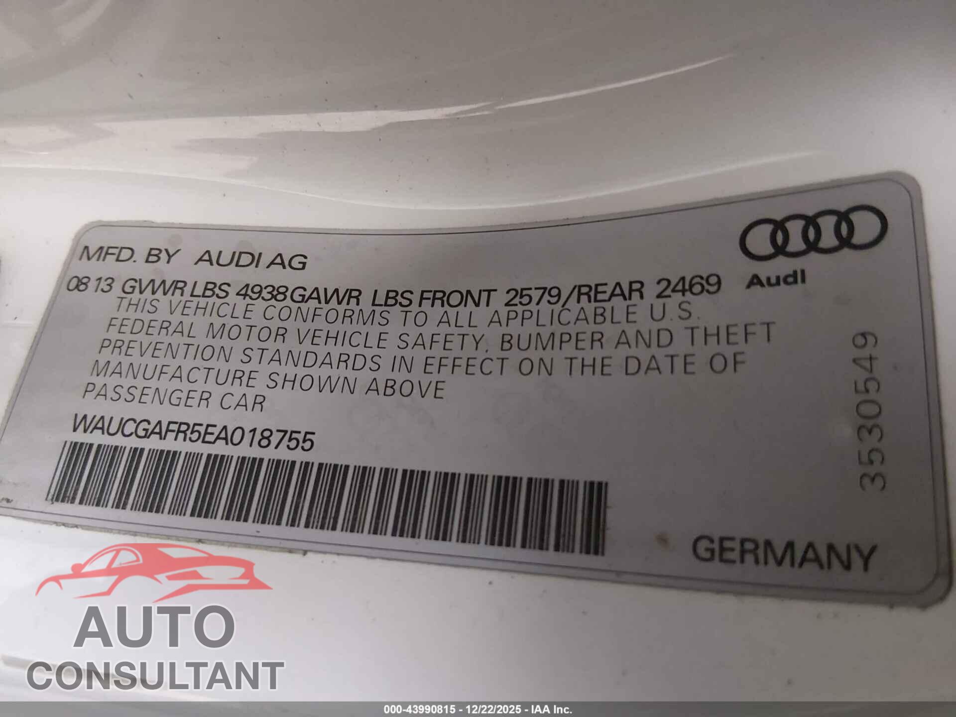 AUDI S5 2014 - WAUCGAFR5EA018755