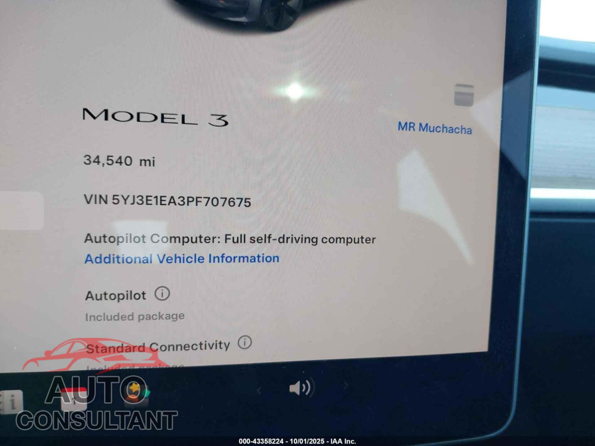 TESLA MODEL 3 2023 - 5YJ3E1EA3PF707675