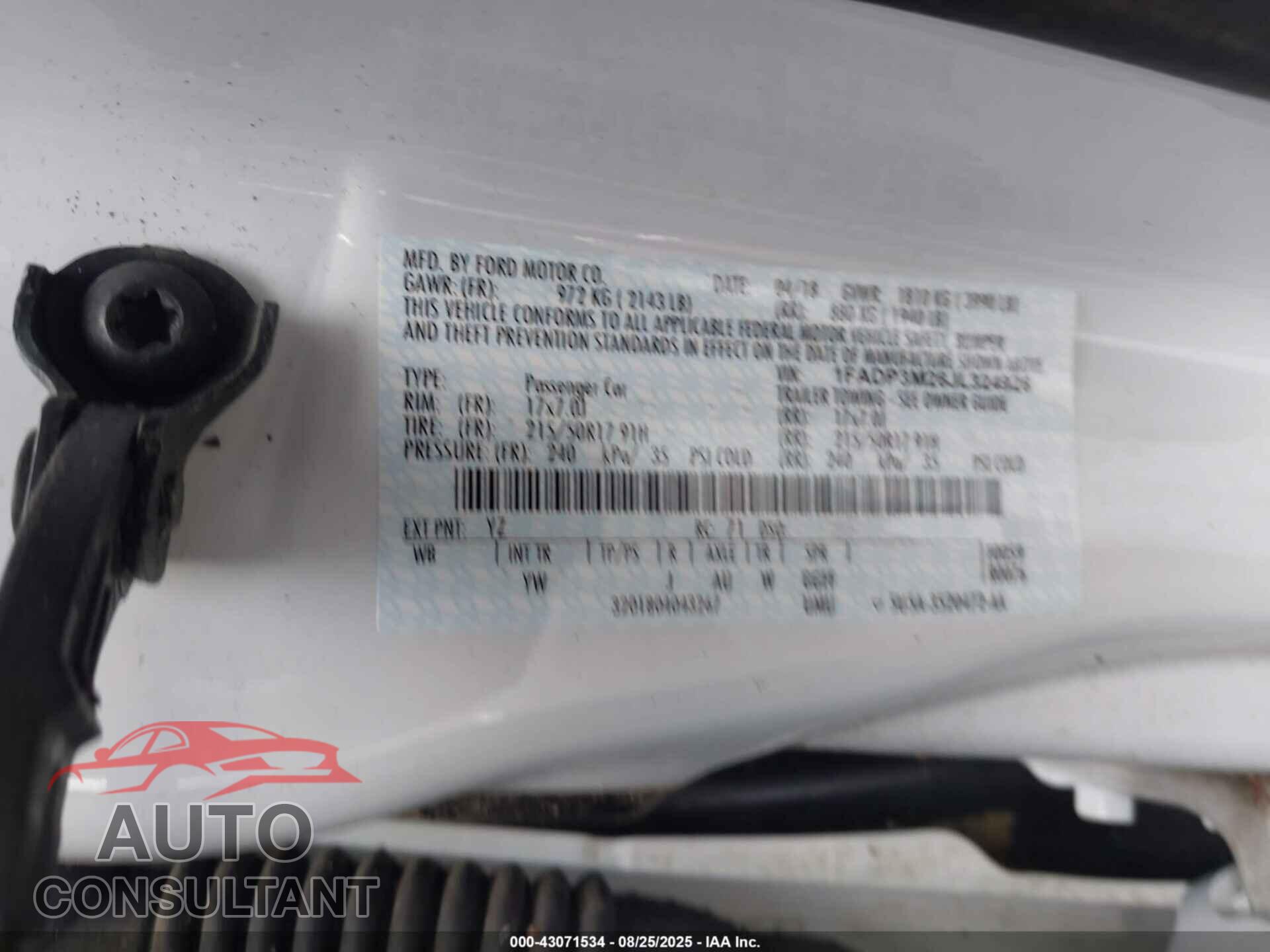 FORD FOCUS 2018 - 1FADP3M26JL324926